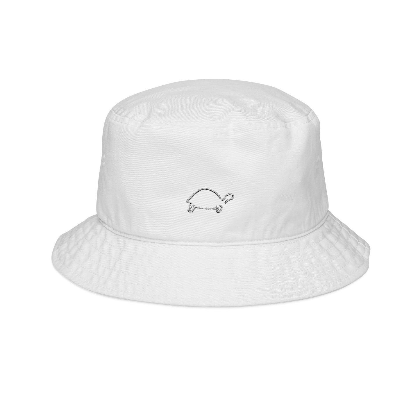 Embroidered White Tortoise Bucket Hat - Stylish Sun Protection for Trendy Outdoor Vibes