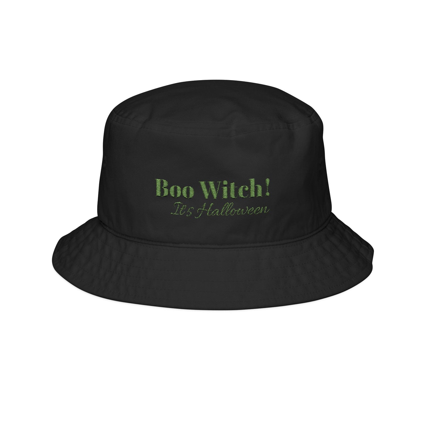 Green Embroidered Bucket Hat - "Boo Witch It's Halloween"