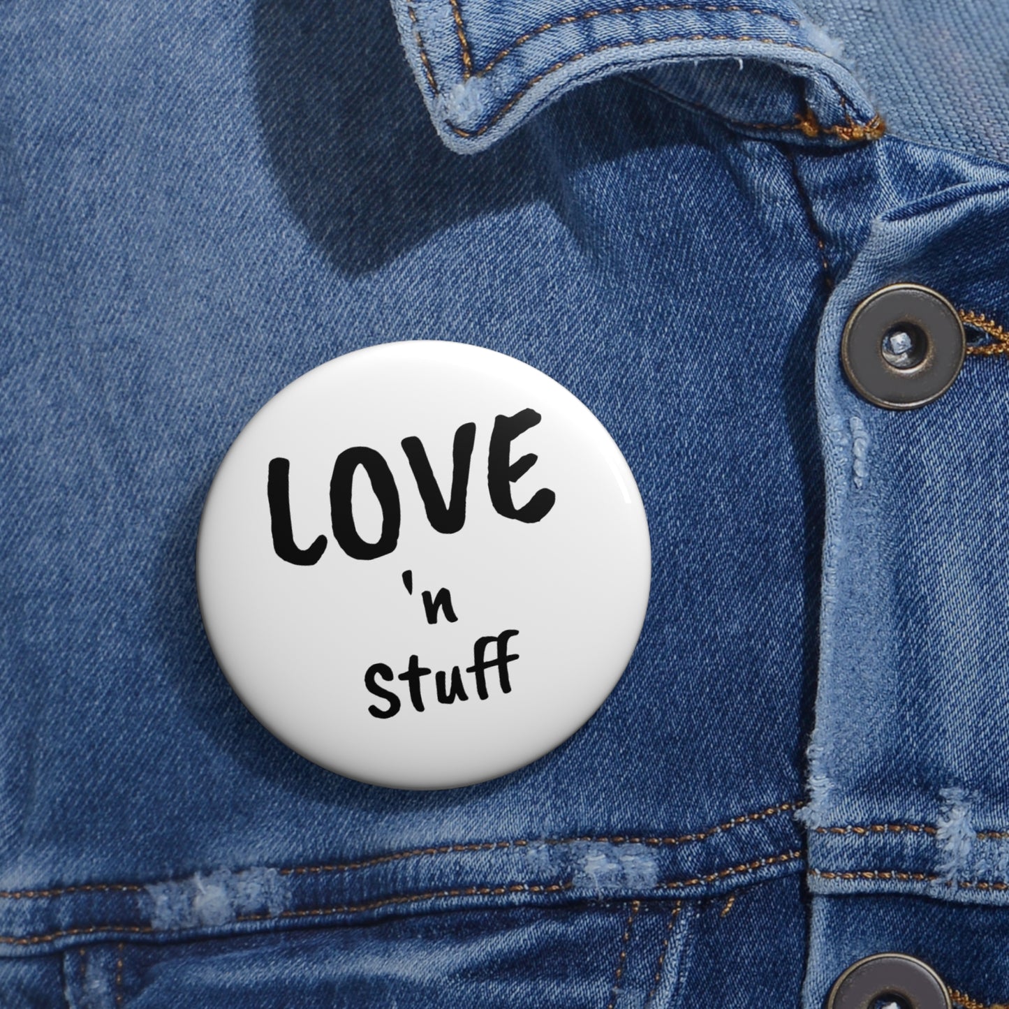 'LOVE 'n STUFF' Pin Buttons, Cute Accessories, Love & Friendship Gifts, Fun Badge