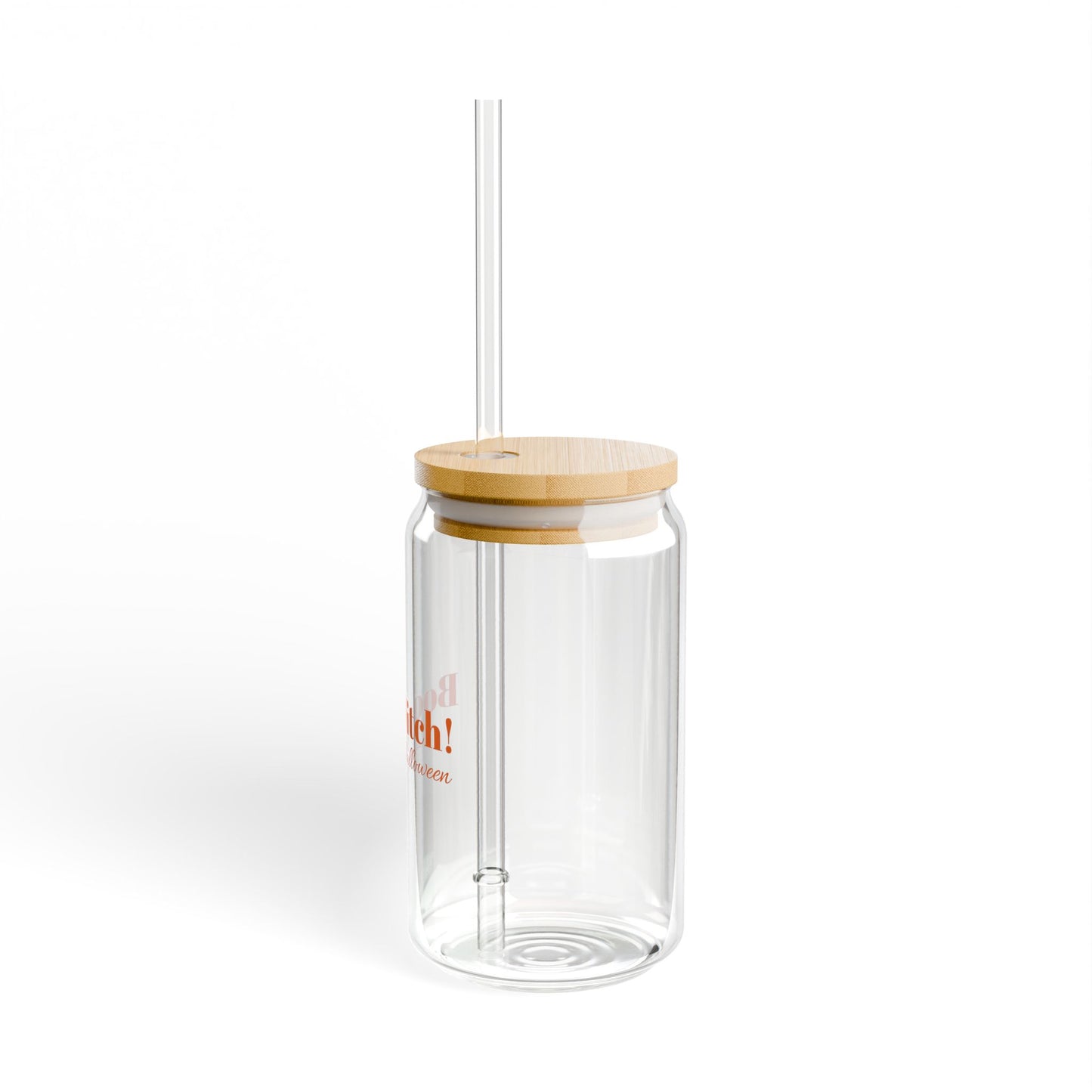 Orange "Boo Witch! It's Halloween" 16oz Sipper Glass with Bamboo Lid - Stylish Drinkware for the Spooky Season