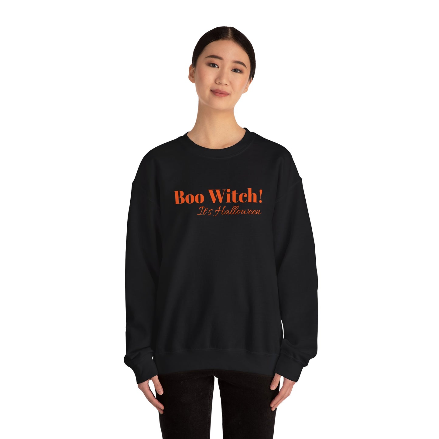 Orange "Boo Witch! It's Halloween!" Crewneck Sweatshirt - Cozy Casualwear for Comfort
