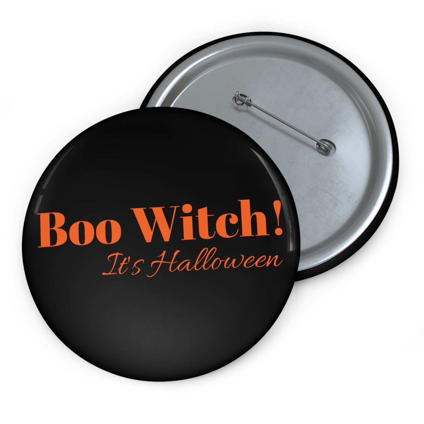 Orange "Boo Witch! It's Halloween" Pin Button