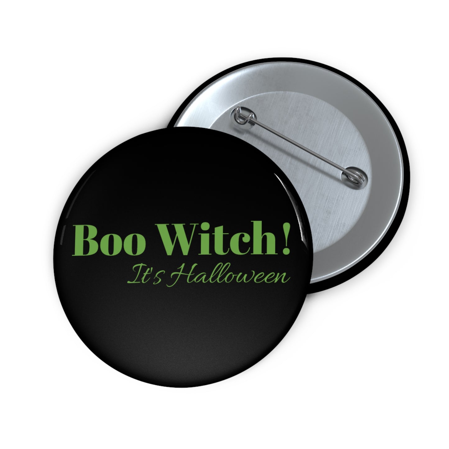 Green "Boo Witch! It's Halloween" Pin Button