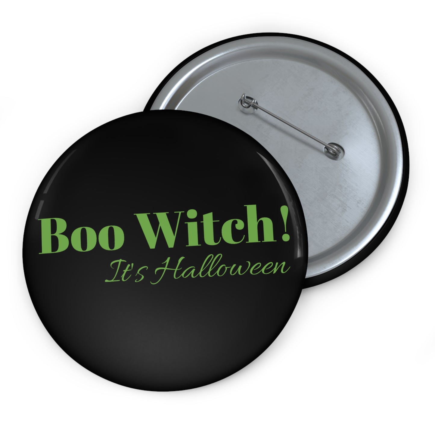 Green "Boo Witch! It's Halloween" Pin Button