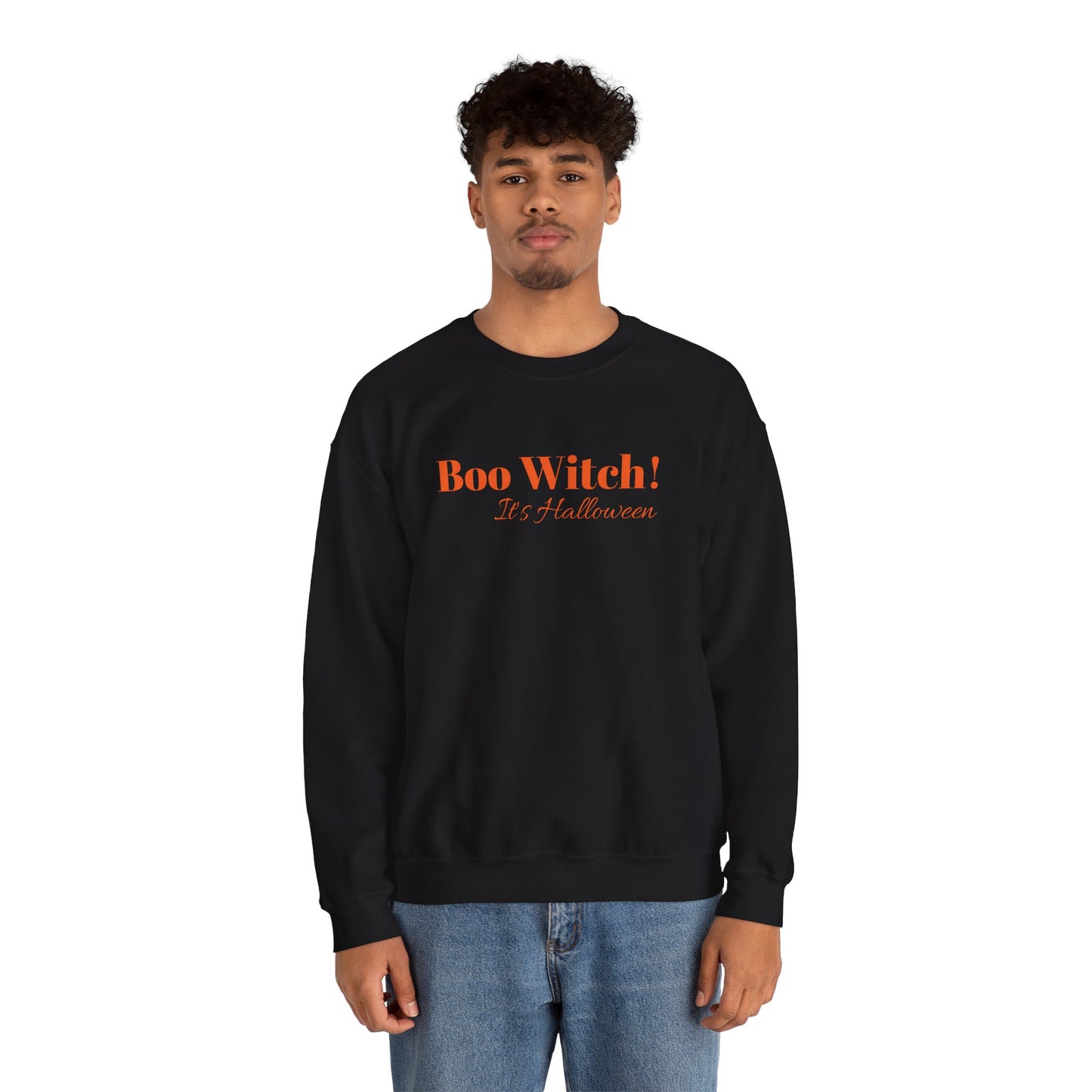 Orange "Boo Witch! It's Halloween!" Crewneck Sweatshirt - Cozy Casualwear for Comfort