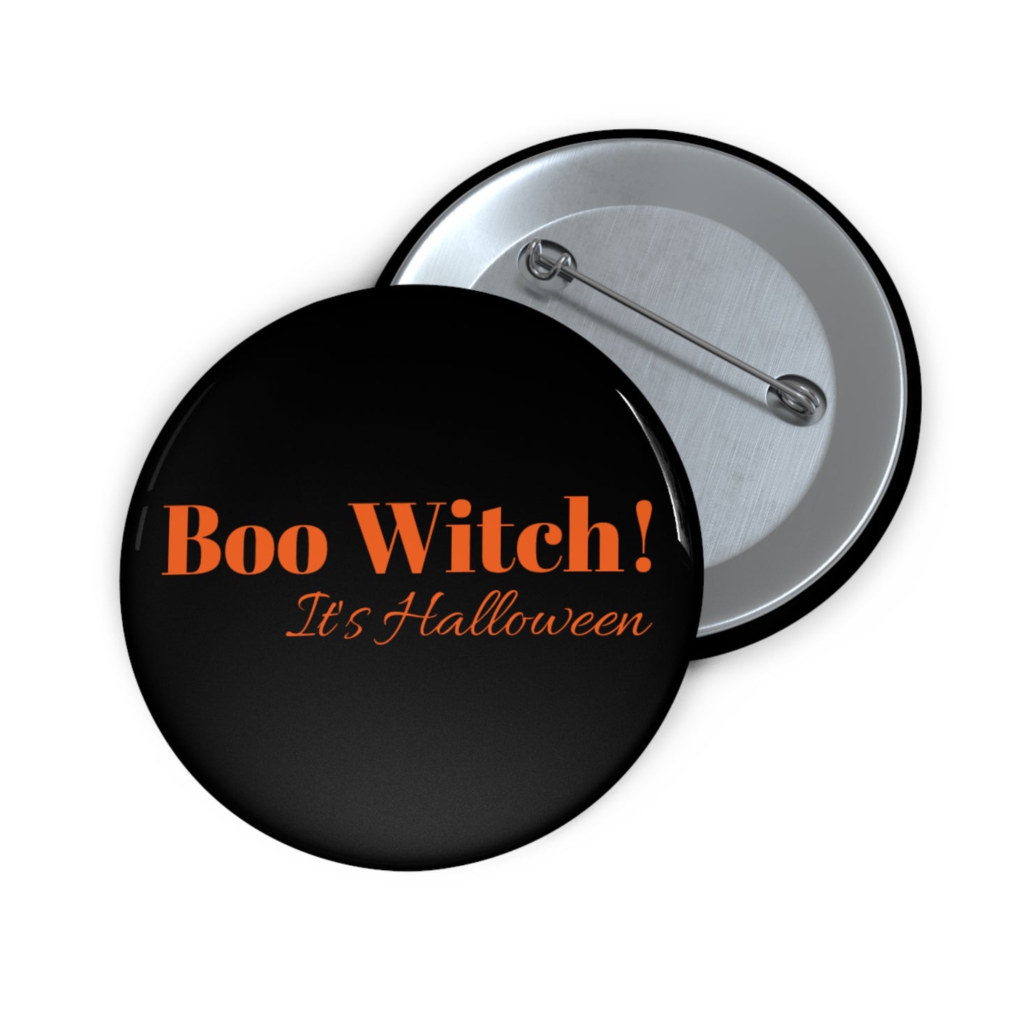 Orange "Boo Witch! It's Halloween" Pin Button