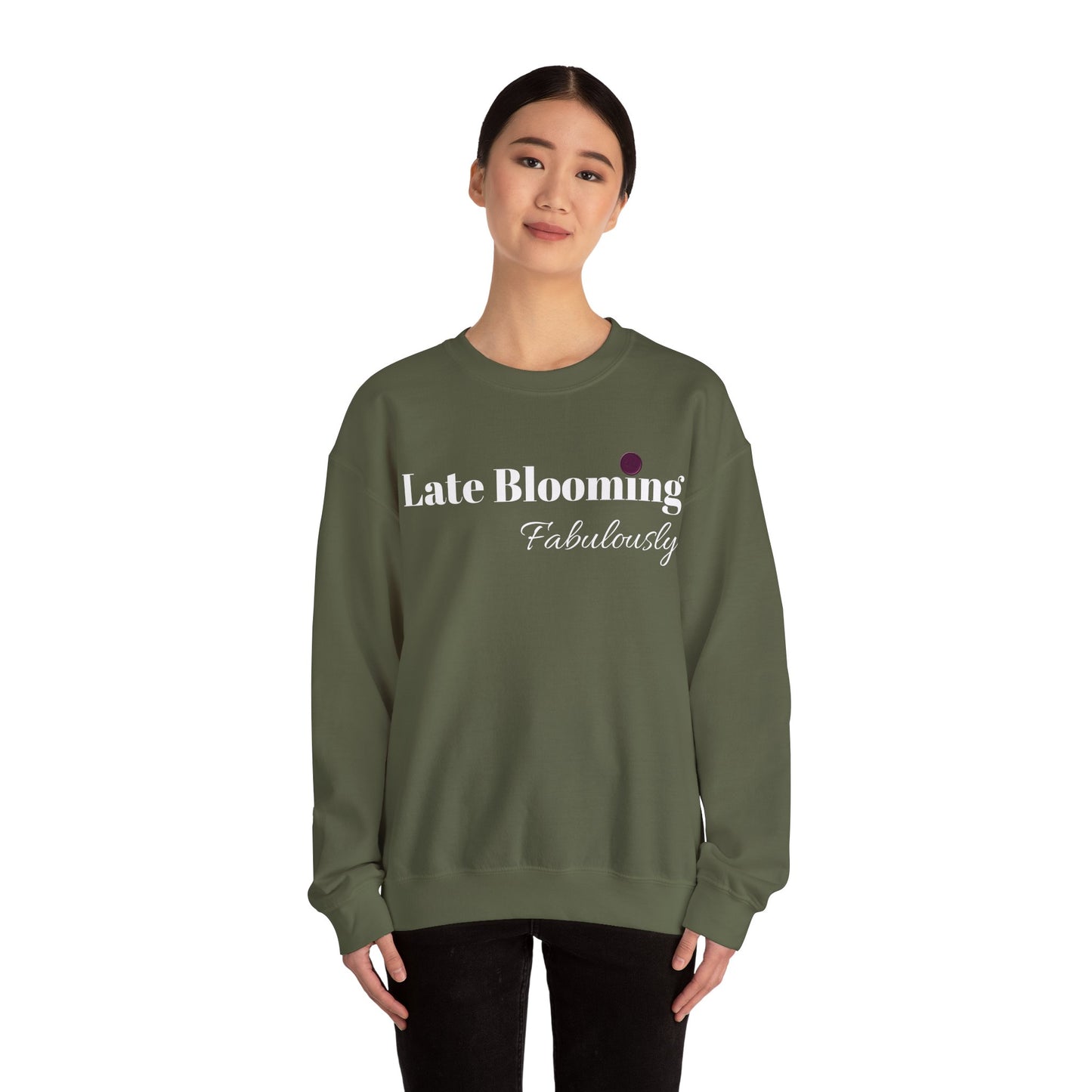 "Late Blooming Fabulously" Unisex Heavy Blend Crewneck Sweatshirt - Cozy Fashion Statement for All Seasons