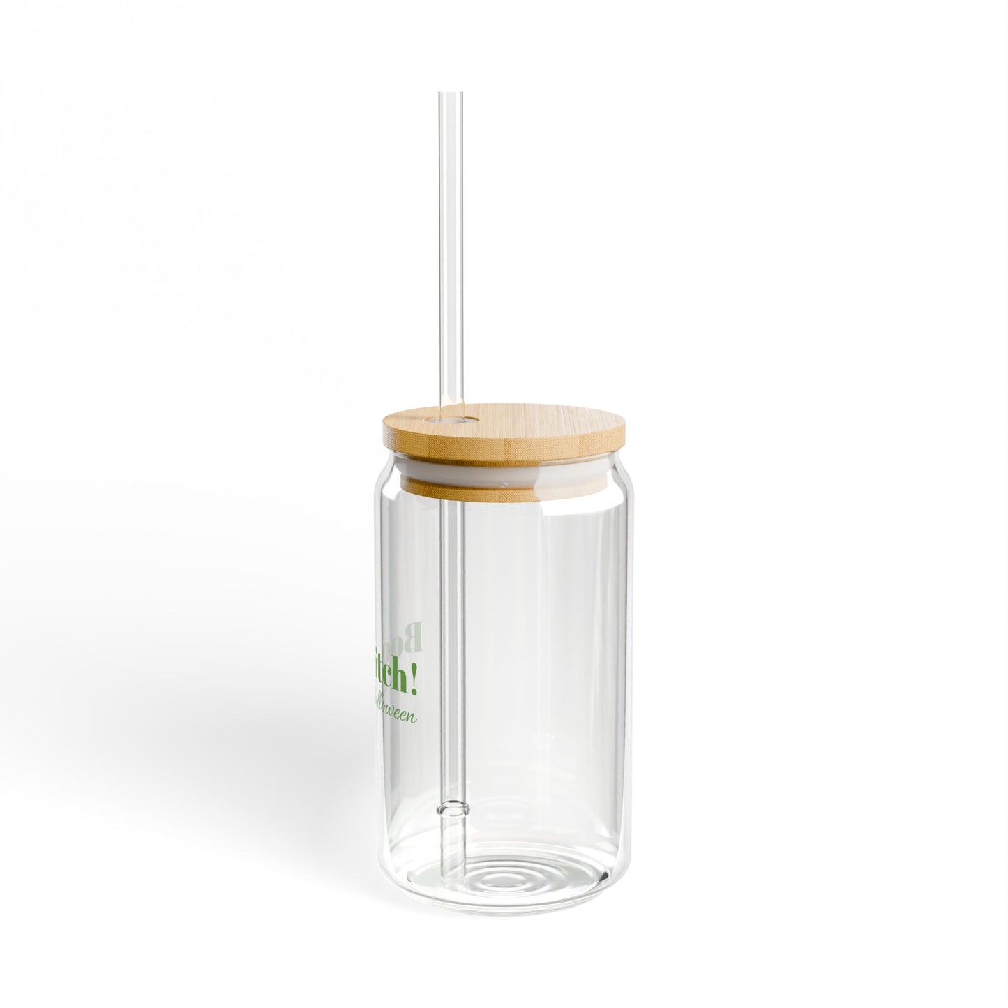 Green "Boo Witch! It's Halloween" 16oz Sipper Glass with Bamboo Lid - Stylish Drinkware for the Spooky Season