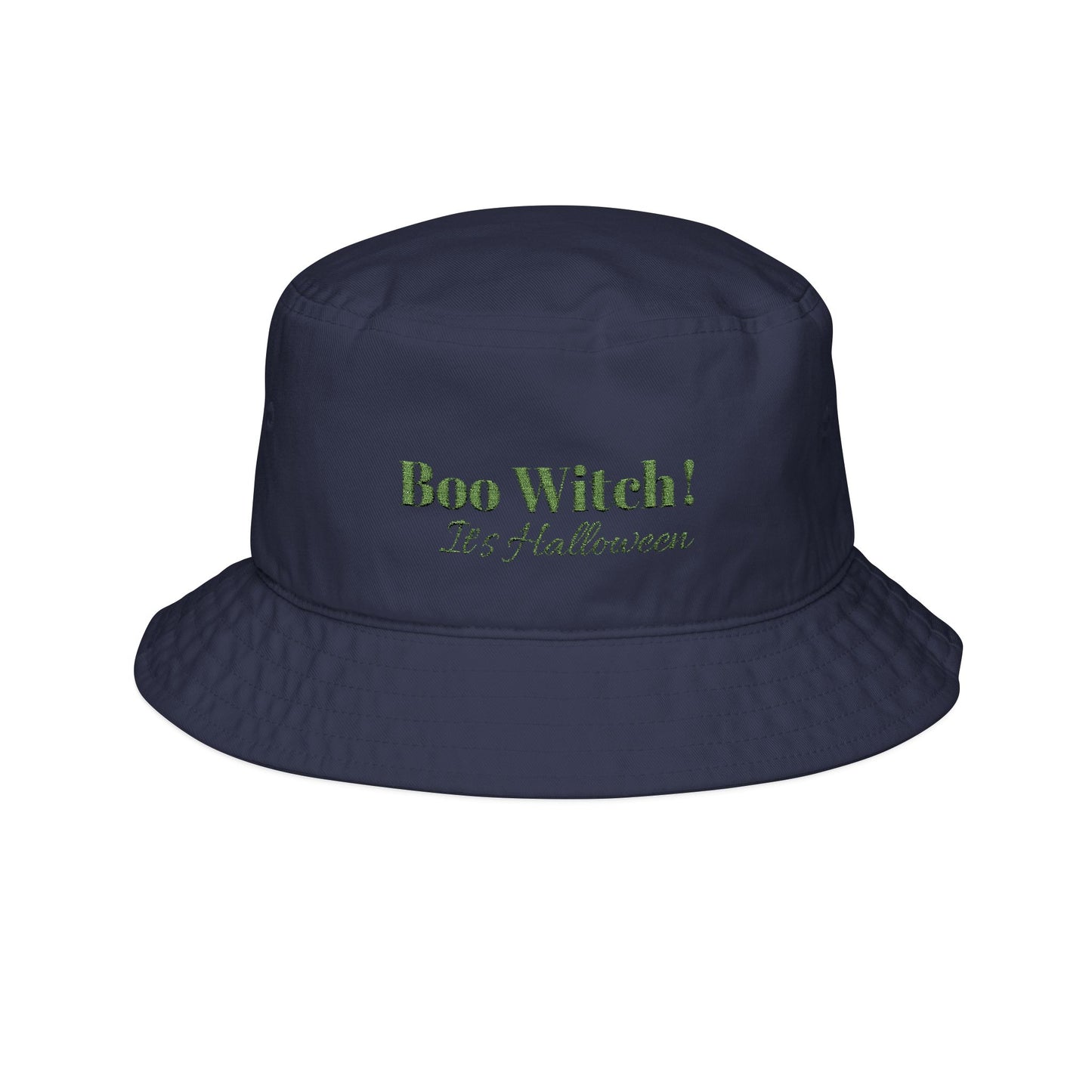 Green Embroidered Bucket Hat - "Boo Witch It's Halloween"