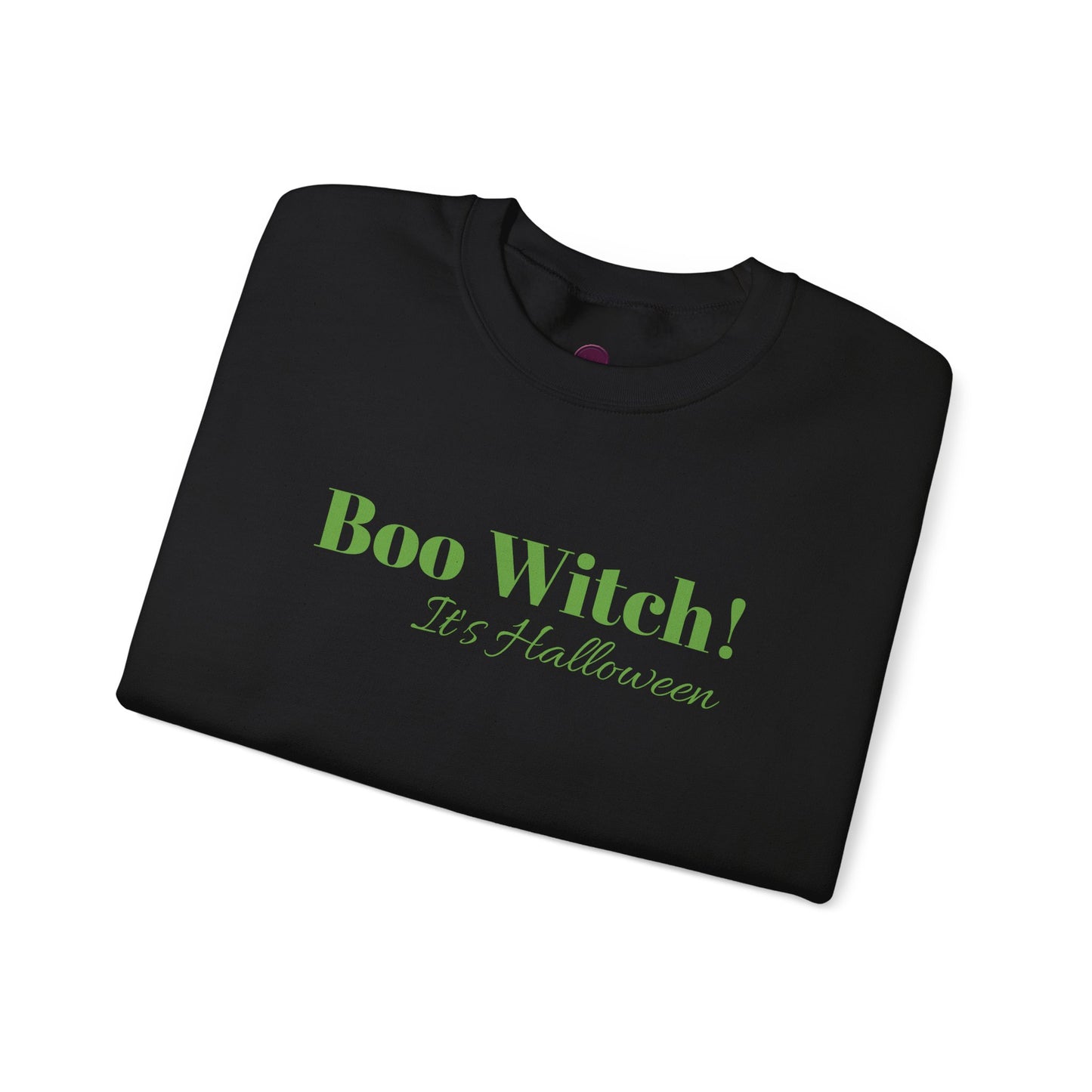 Green "Boo Witch! It's Halloween!" Crewneck Sweatshirt - Cozy Casualwear for Comfort