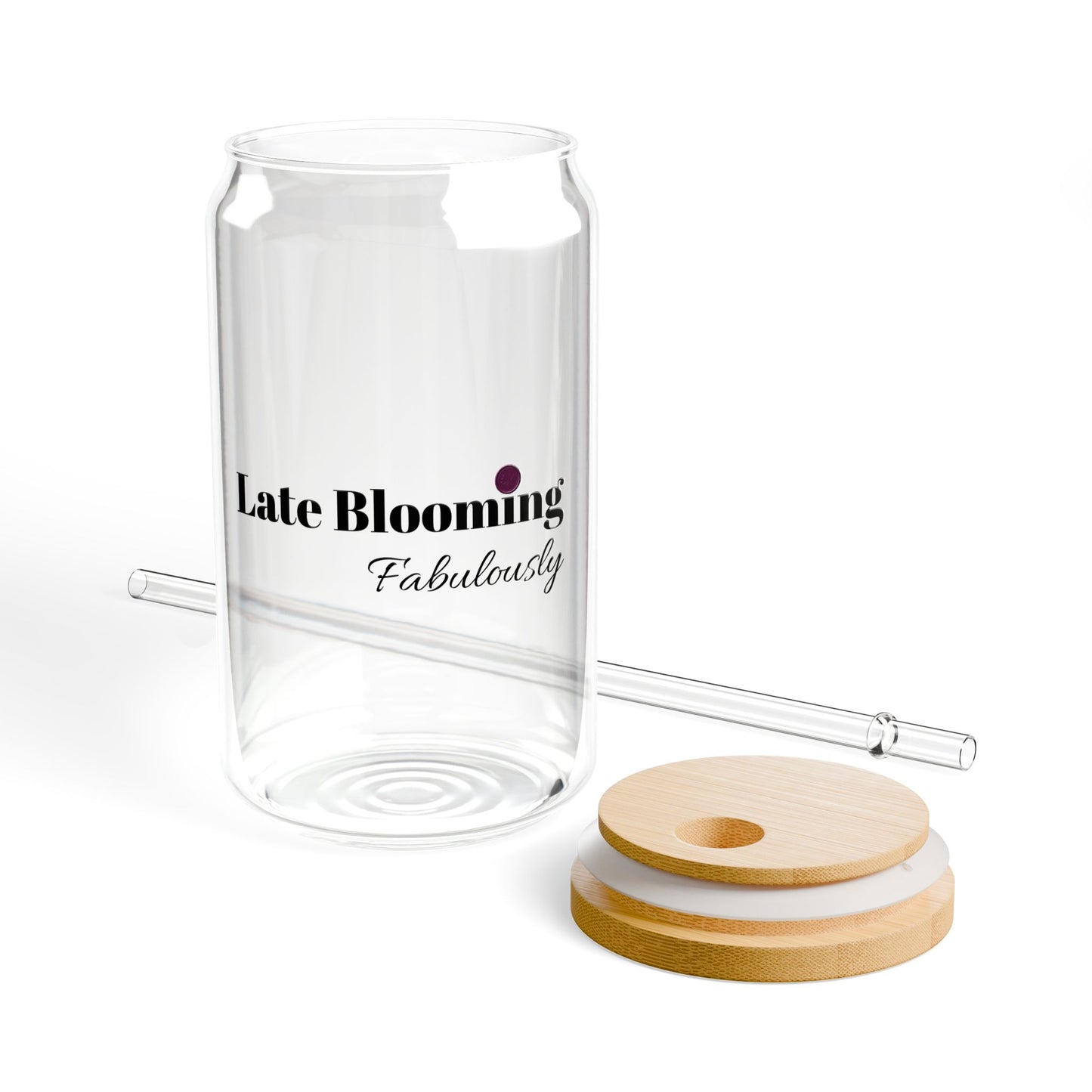 "Late Blooming Fabulously" 16oz Sipper Glass with Bamboo Lid - Stylish Drinkware for Home and Outdoor