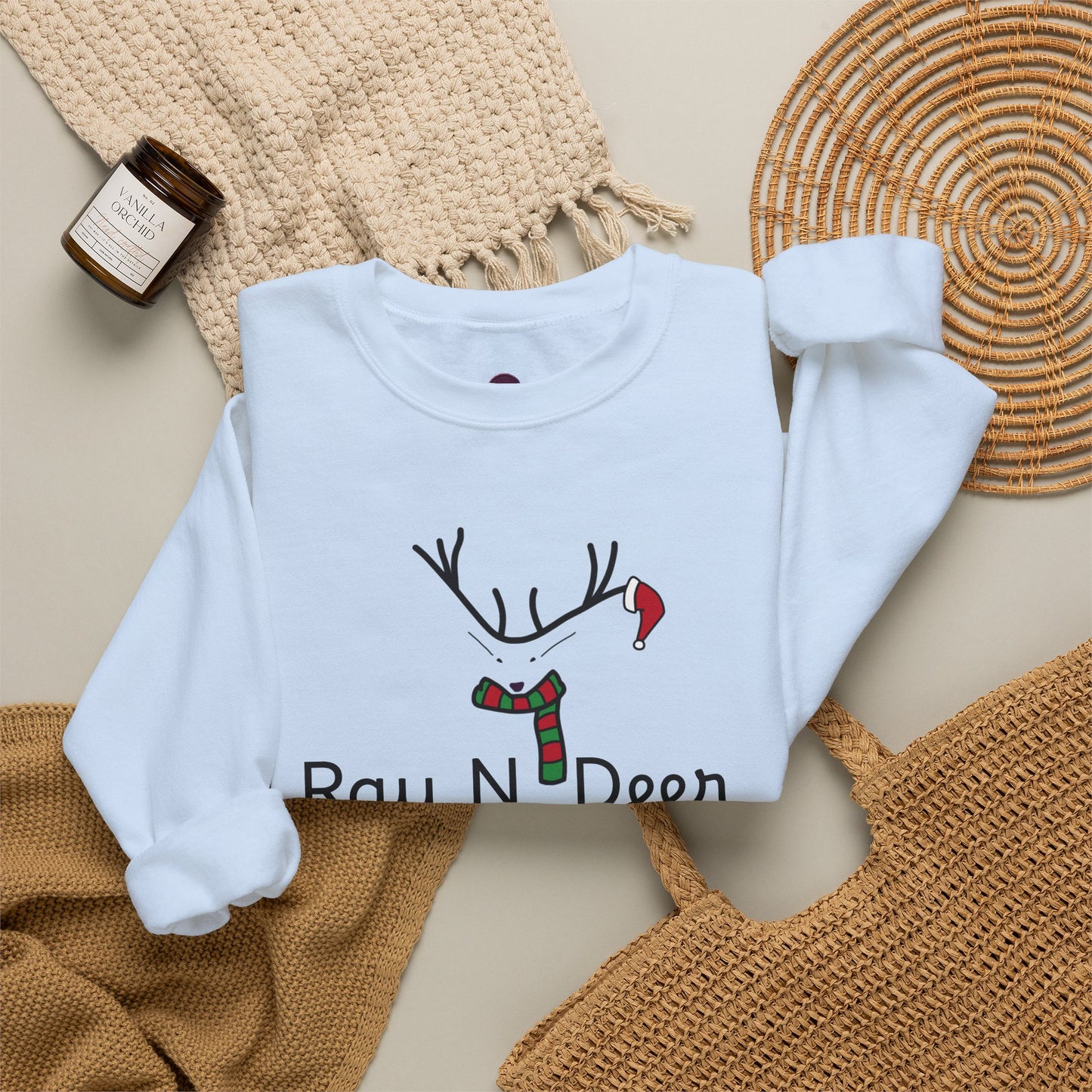 Ray N. Deer Christmas Sweatshirt — Cute Festive Reindeer Holiday Crewneck