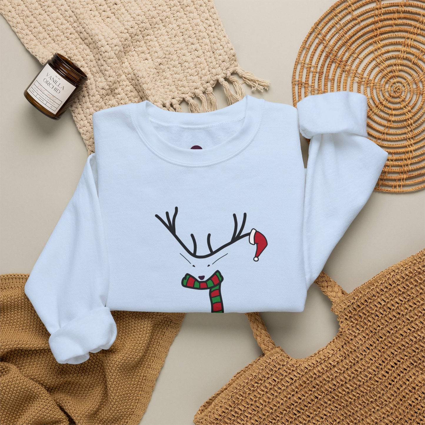 Cute Reindeer Christmas Sweatshirt — Cute Festive Reindeer Holiday Crewneck