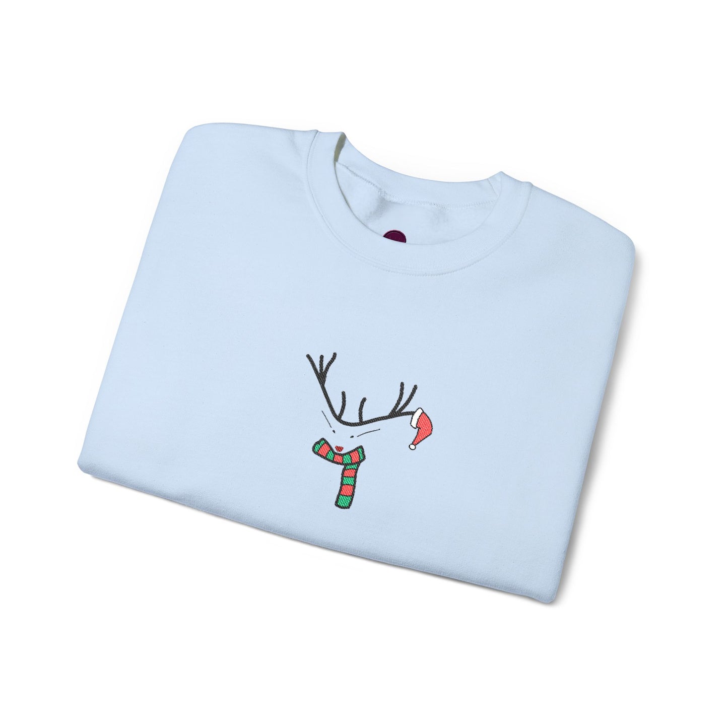Embroidered Christmas Reindeer Minimalist Crewneck Sweatshirt