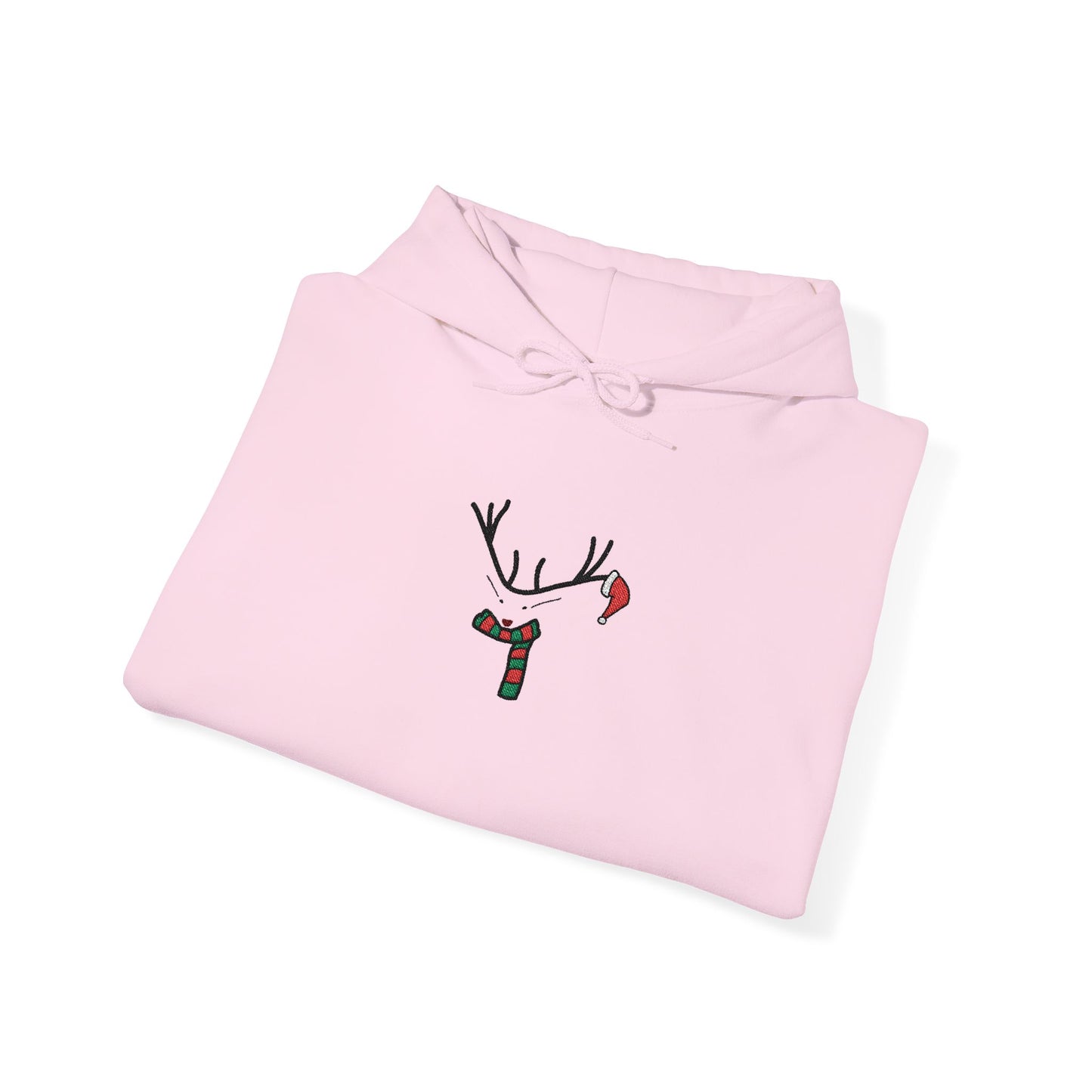 Embroidered Christmas Hoodie — Minimal Reindeer Christmas design