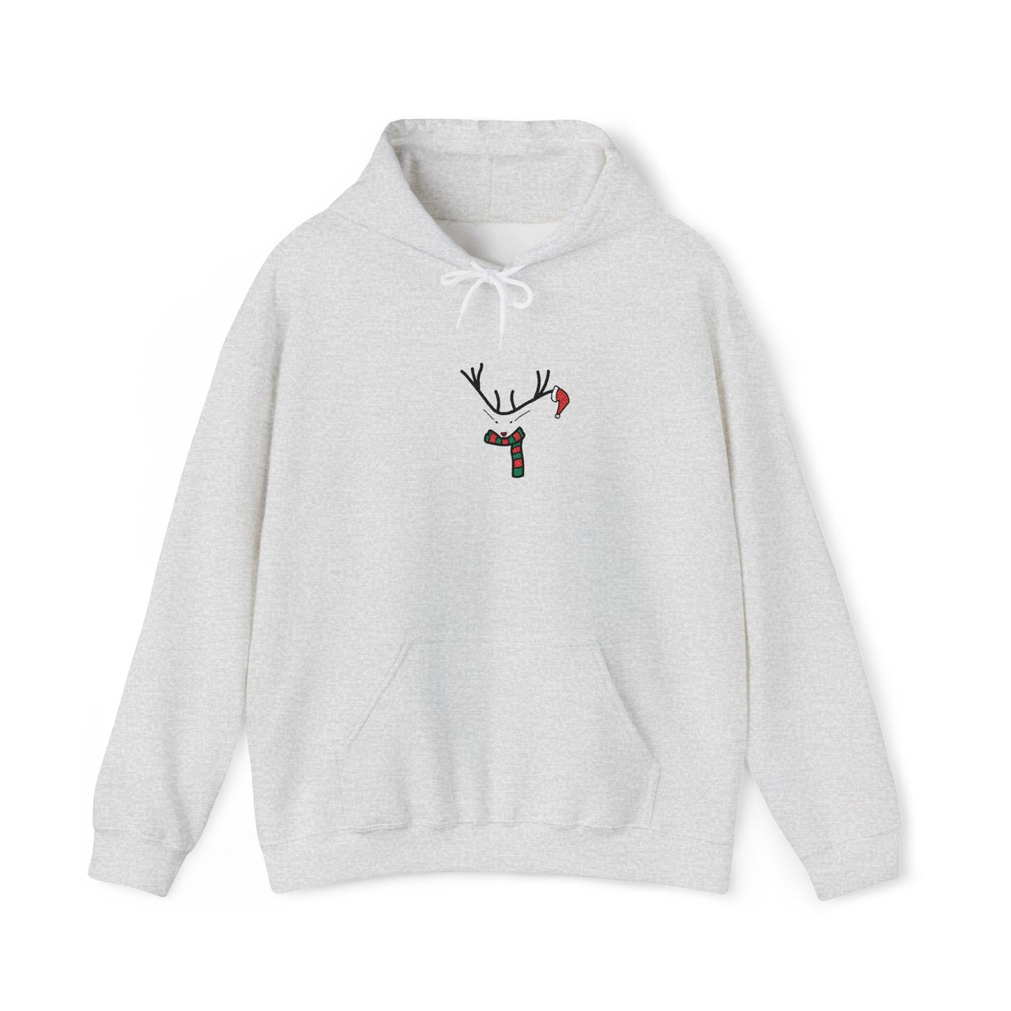 Embroidered Christmas Hoodie — Minimal Reindeer Christmas design