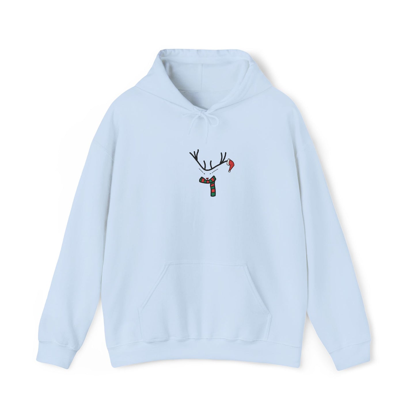 Embroidered Christmas Hoodie — Minimal Reindeer Christmas design