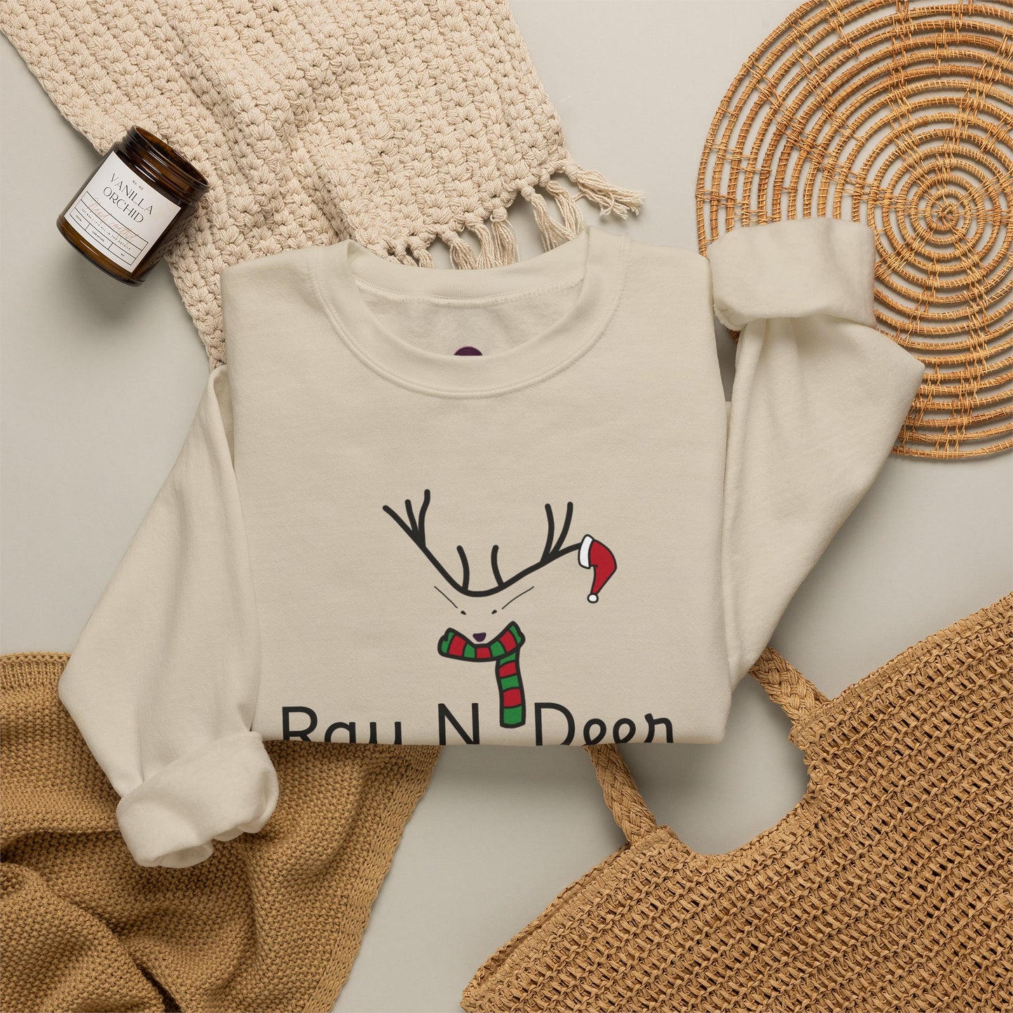 Ray N. Deer Christmas Sweatshirt — Cute Festive Reindeer Holiday Crewneck