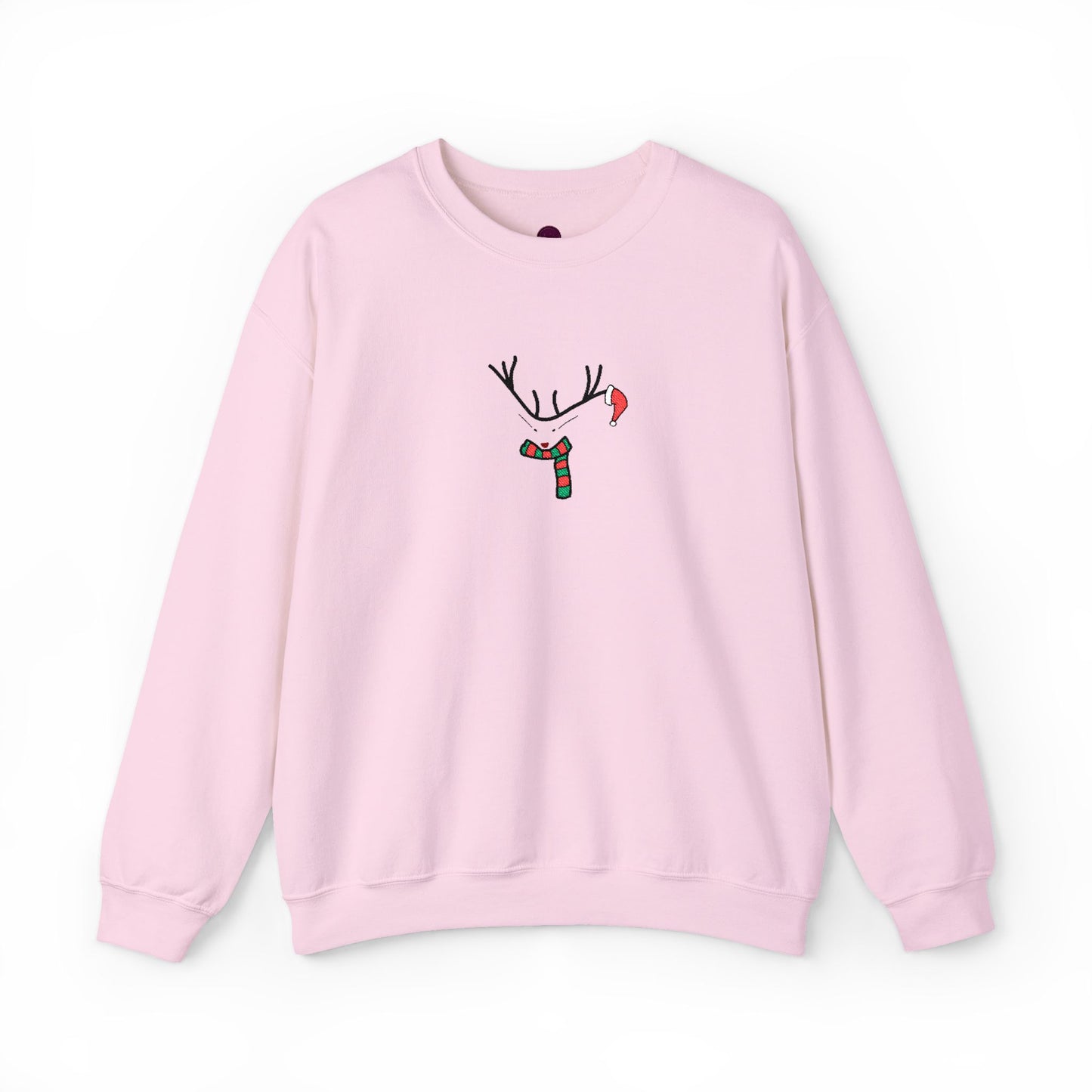 Embroidered Christmas Reindeer Minimalist Crewneck Sweatshirt