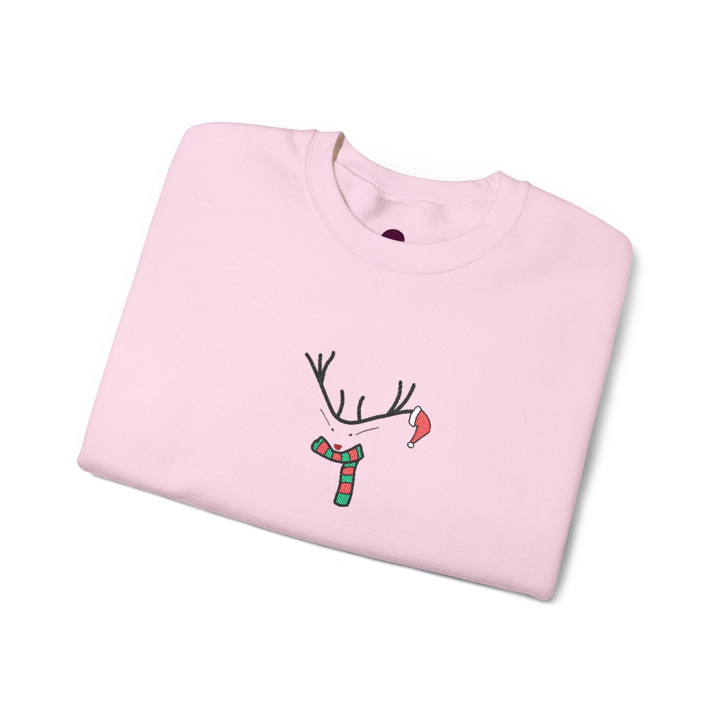 Embroidered Christmas Reindeer Minimalist Crewneck Sweatshirt
