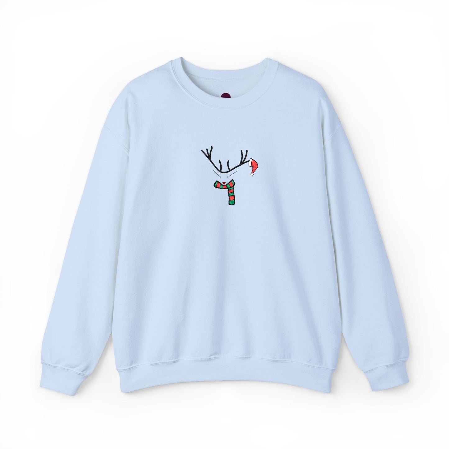 Embroidered Christmas Reindeer Minimalist Crewneck Sweatshirt