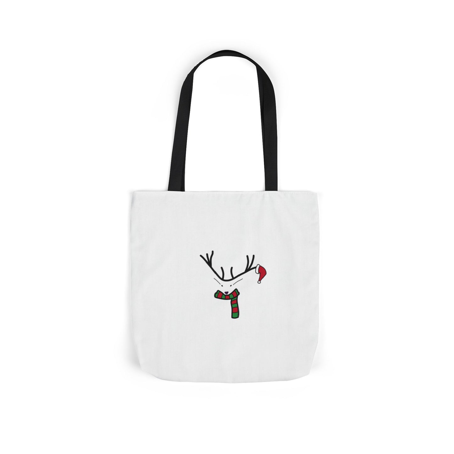 Canvas Tote - Minimal Christmas Reindeer with Scarf & Santa Hat