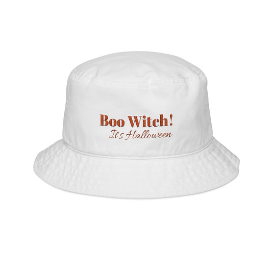 Embroidered Bucket Hat - "Boo Witch It's Halloween"