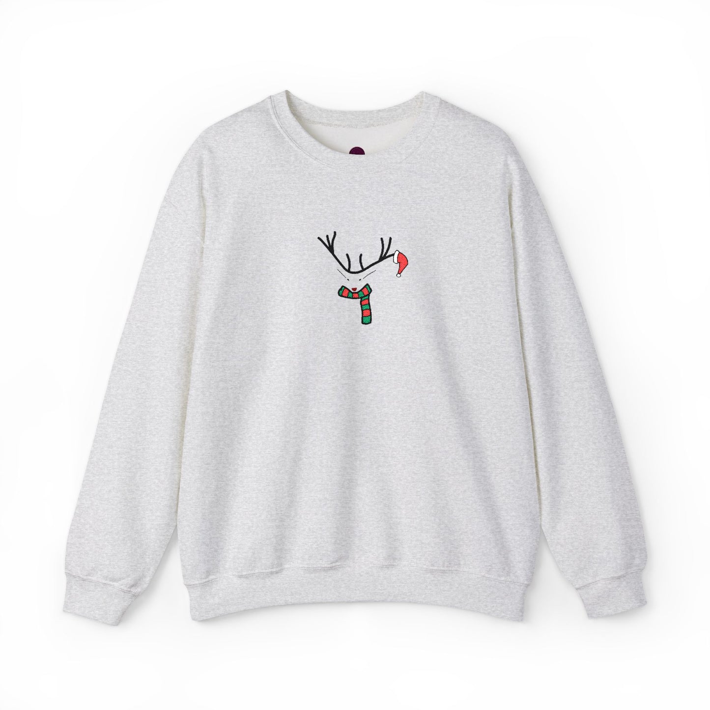 Embroidered Christmas Reindeer Minimalist Crewneck Sweatshirt