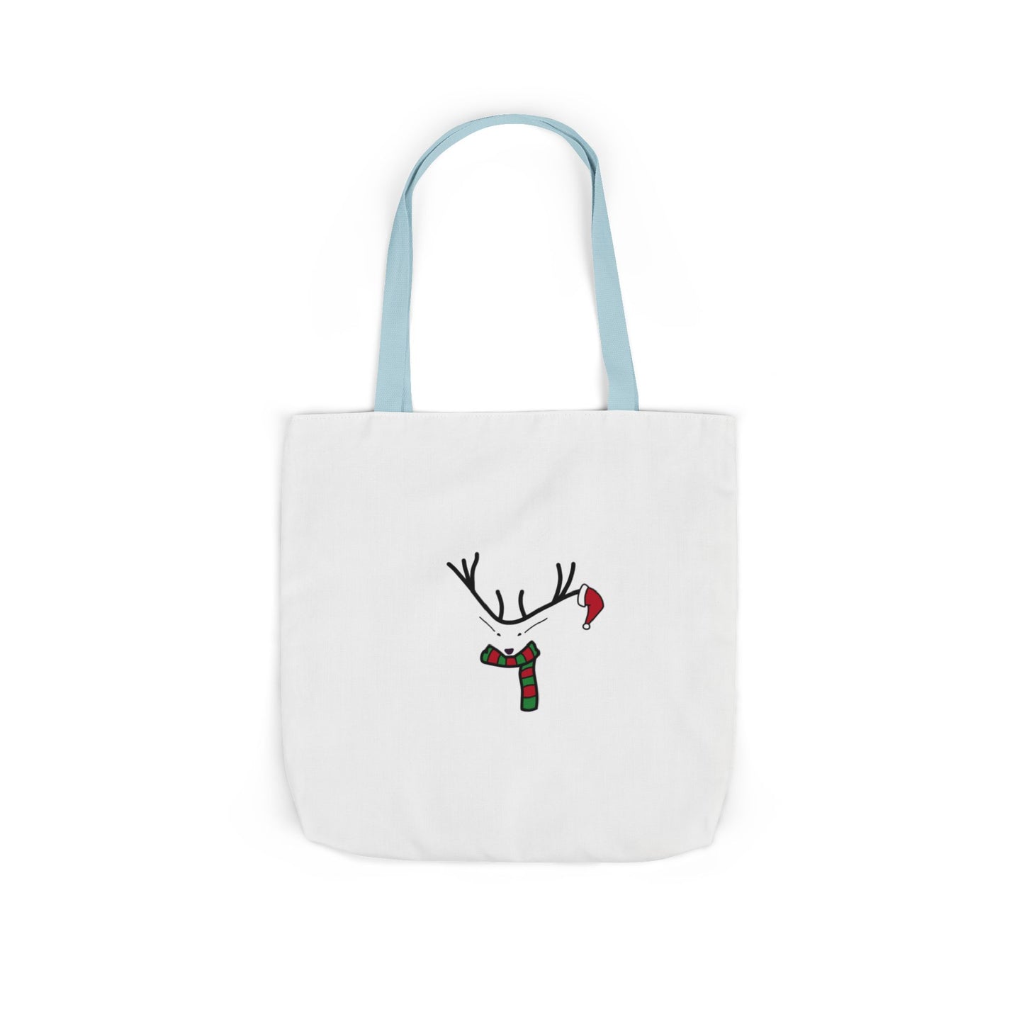 Canvas Tote - Minimal Christmas Reindeer with Scarf & Santa Hat