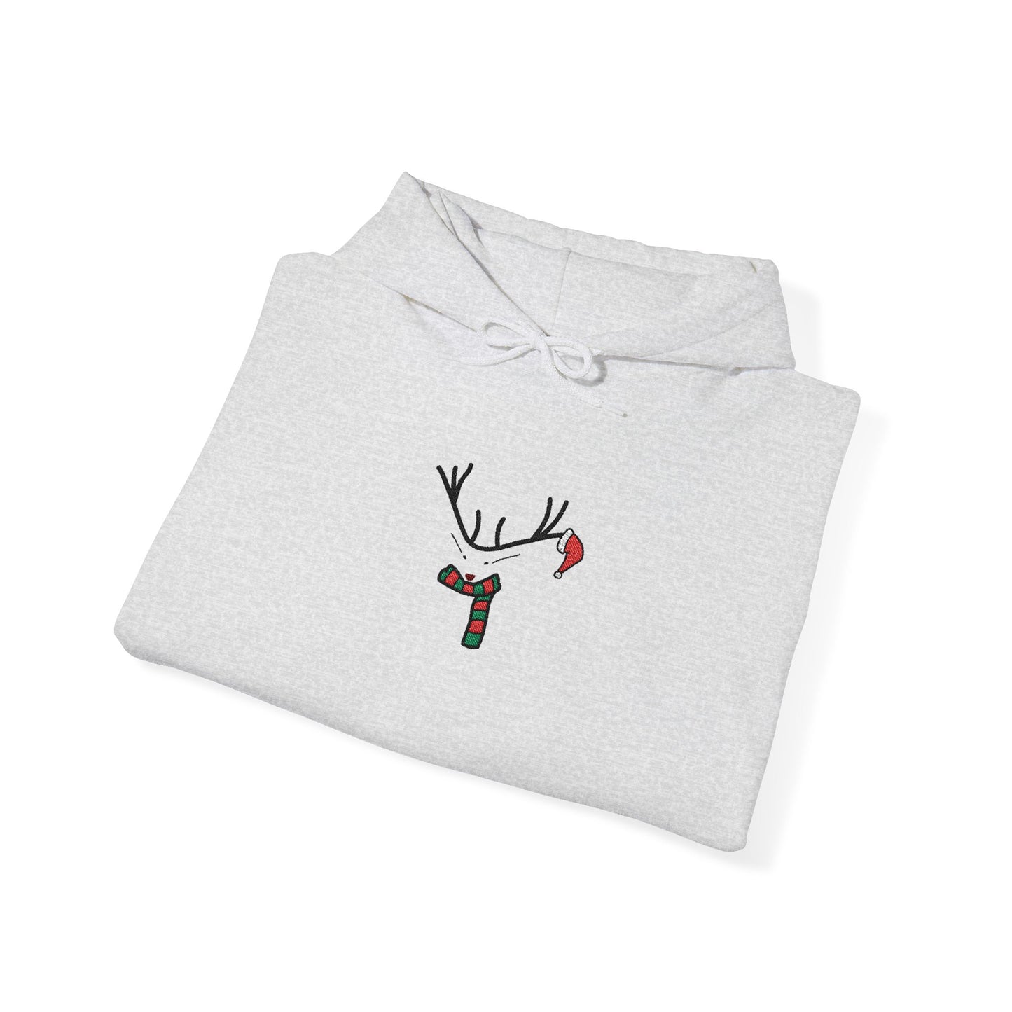 Embroidered Christmas Hoodie — Minimal Reindeer Christmas design