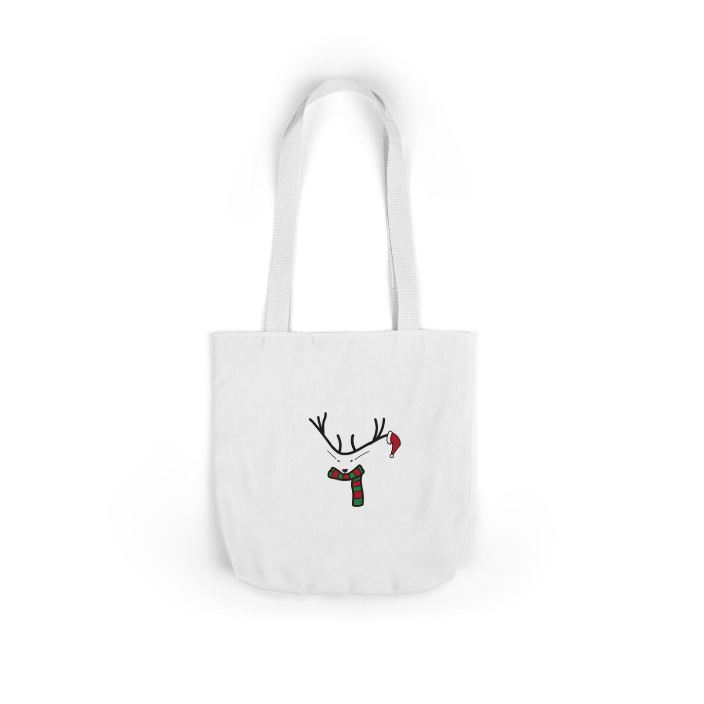 Canvas Tote - Minimal Christmas Reindeer with Scarf & Santa Hat