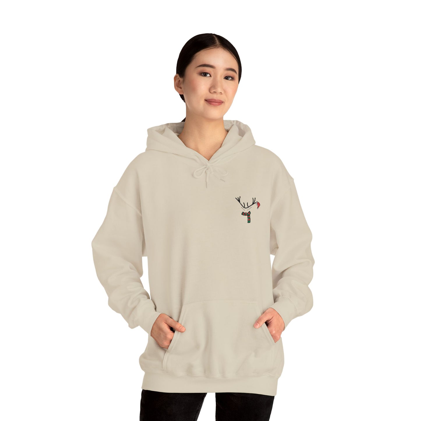 Christmas Reindeer Chest Embroidery Hoodie