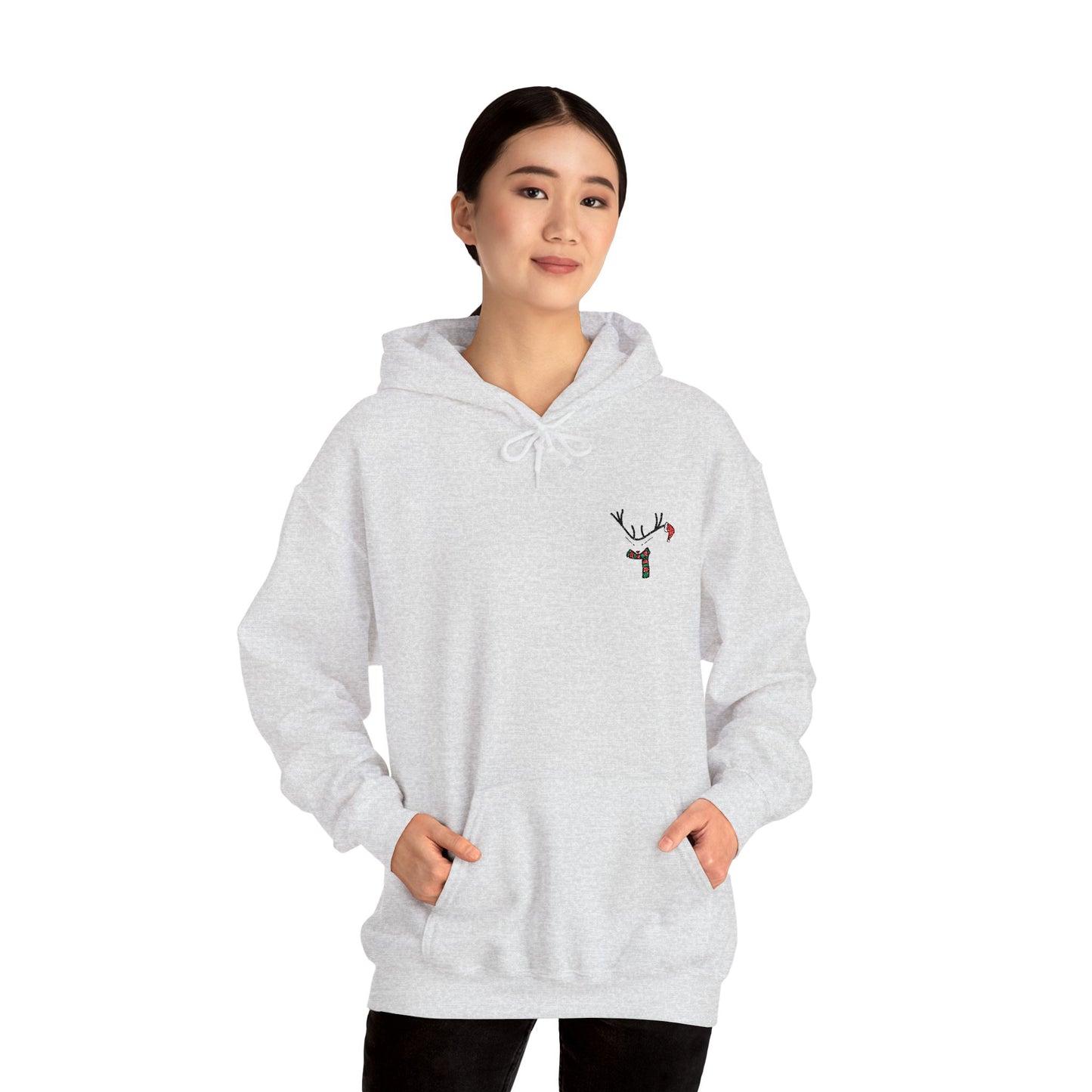 Christmas Reindeer Chest Embroidery Hoodie