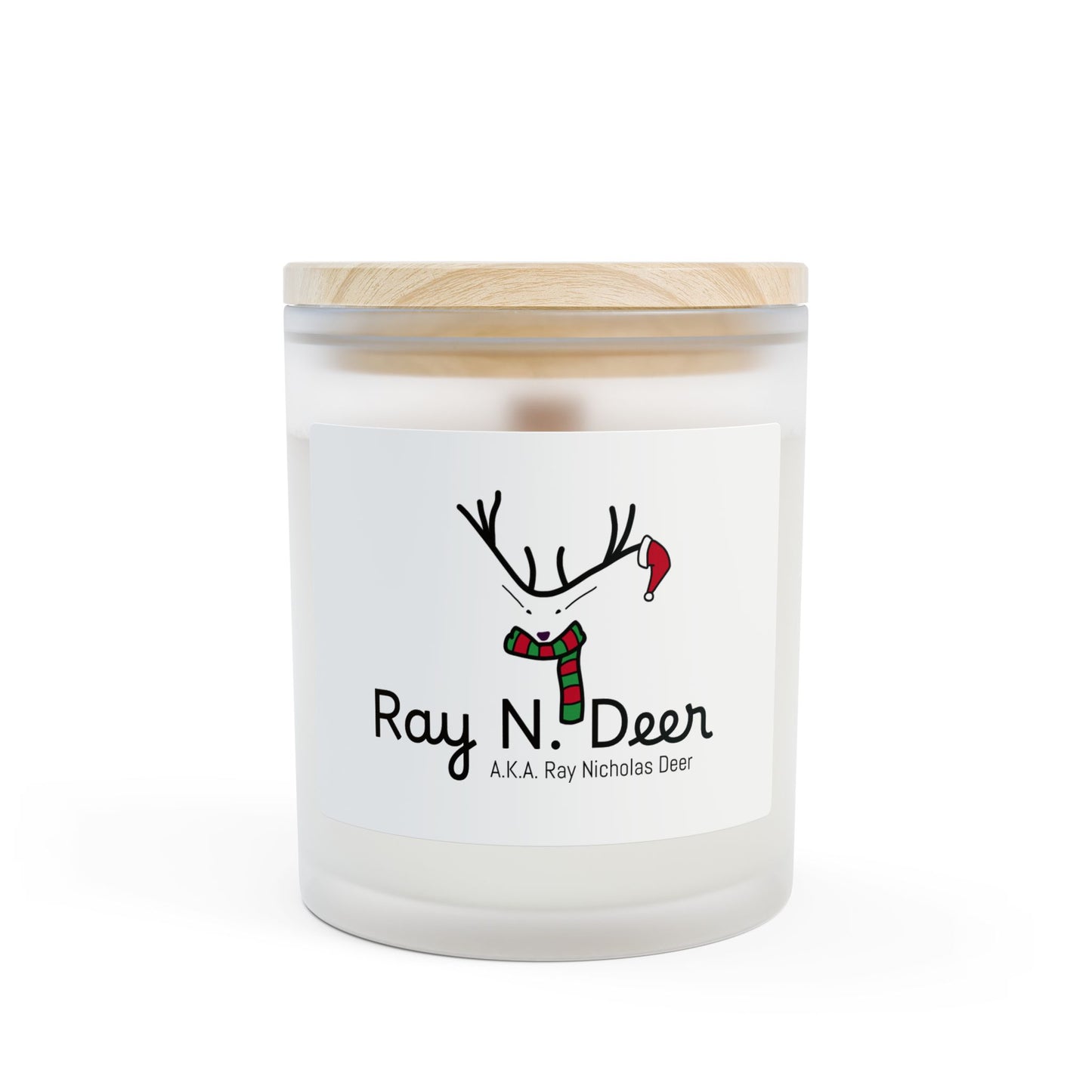 Ray N. Deer Holiday Frosted Glass Candle — 11oz Christmas Scented Candle
