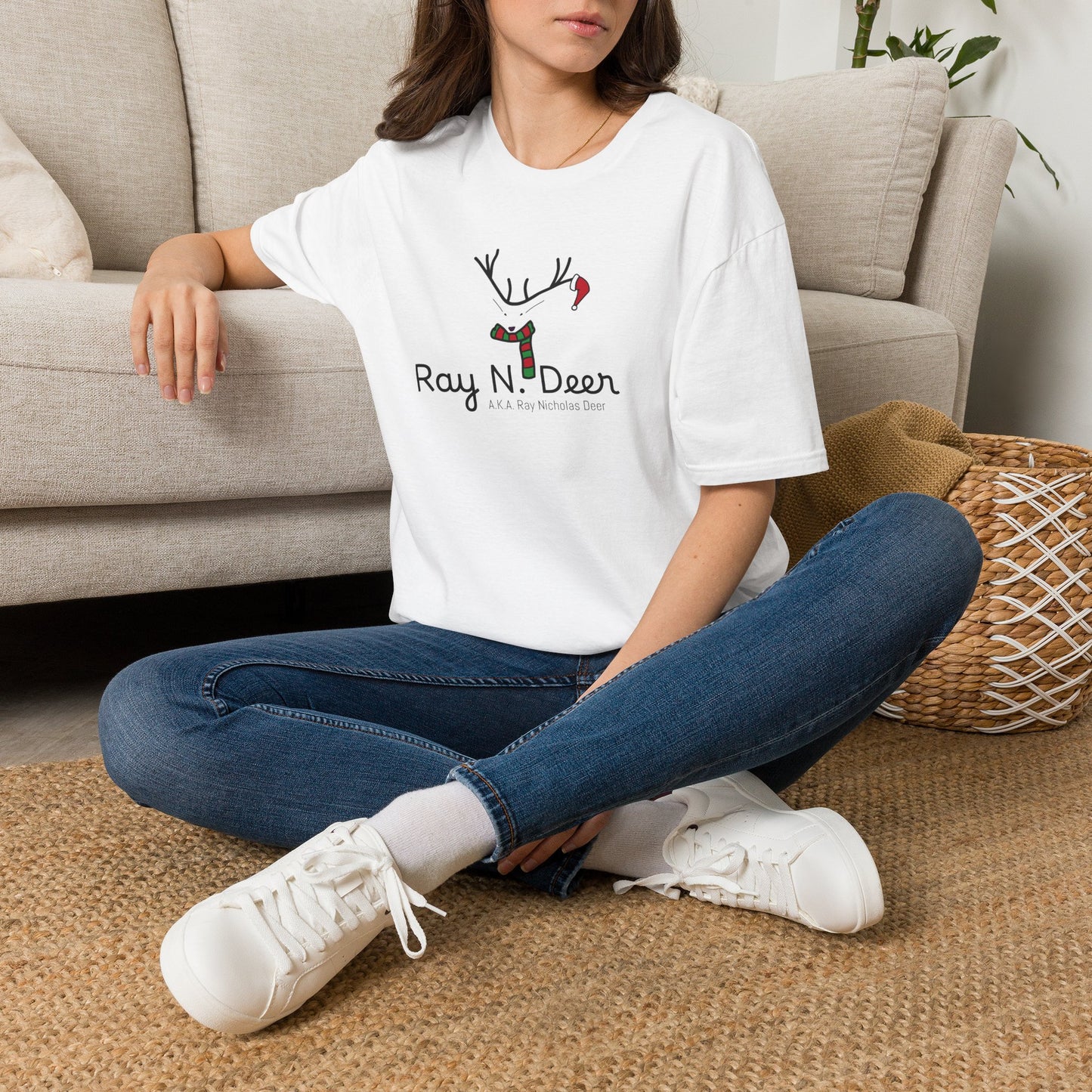 Christmas Tee — "Ray N. Deer (A.K.A. Ray Nicholas Deer)" Reindeer Holiday T-Shirt