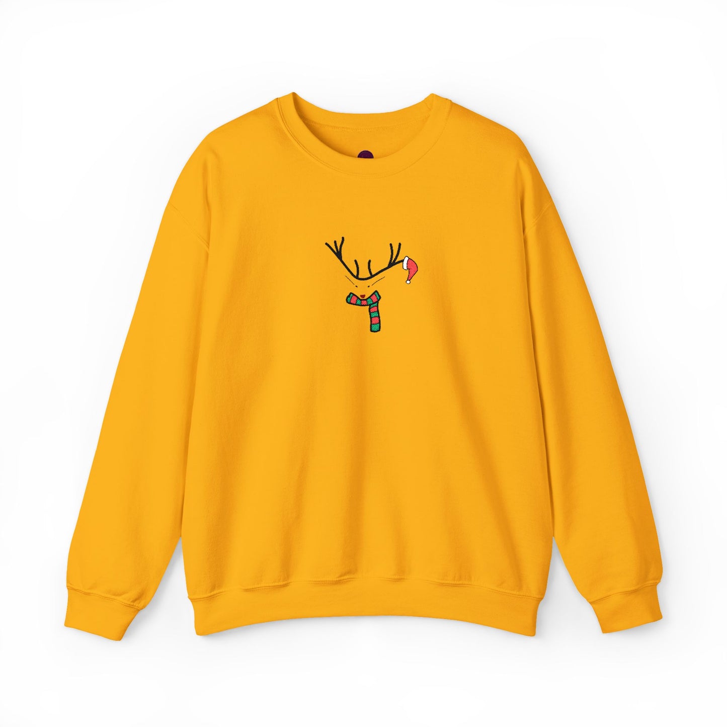Embroidered Christmas Reindeer Minimalist Crewneck Sweatshirt