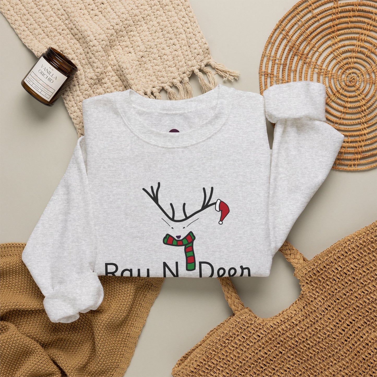 Ray N. Deer Christmas Sweatshirt — Cute Festive Reindeer Holiday Crewneck