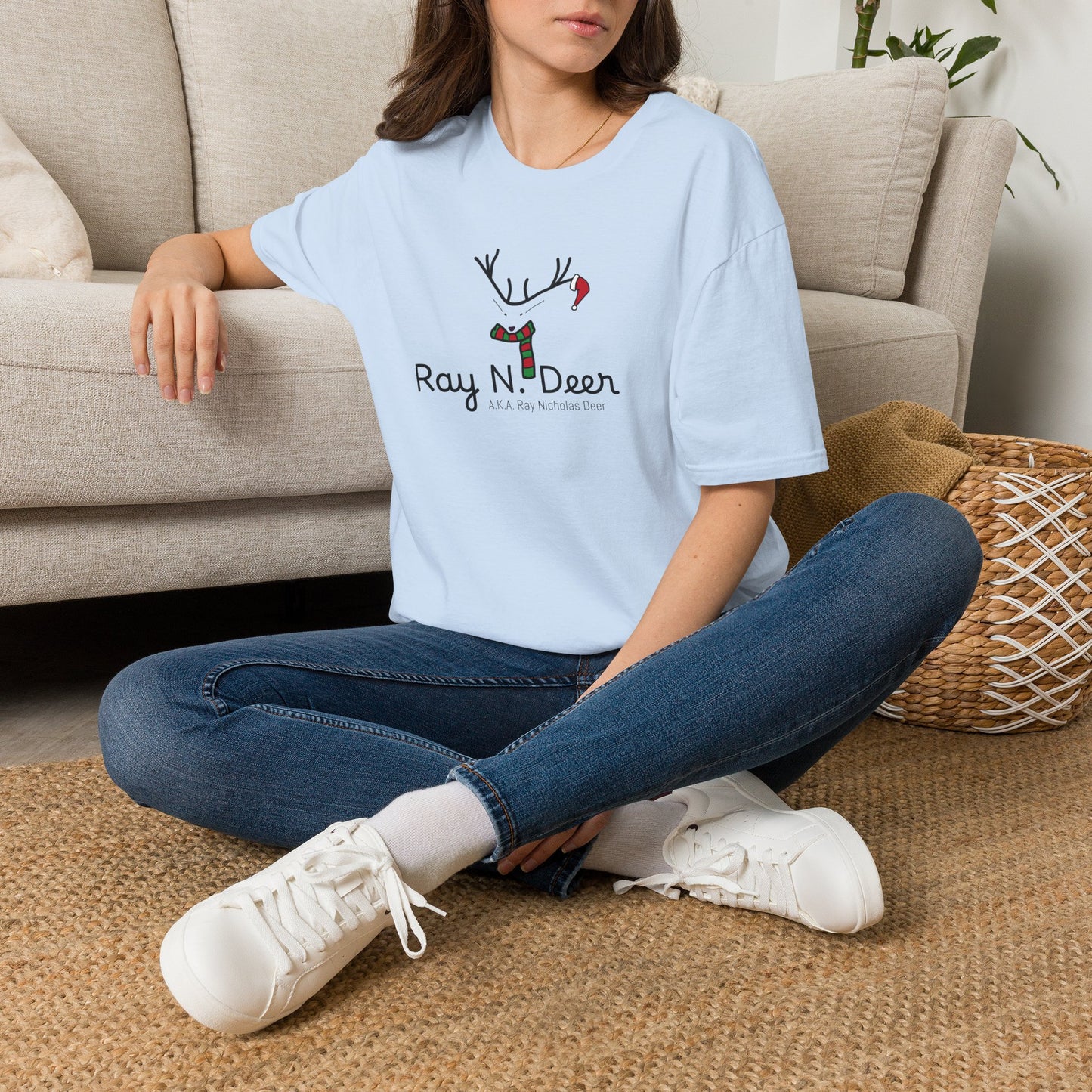 Christmas Tee — "Ray N. Deer (A.K.A. Ray Nicholas Deer)" Reindeer Holiday T-Shirt