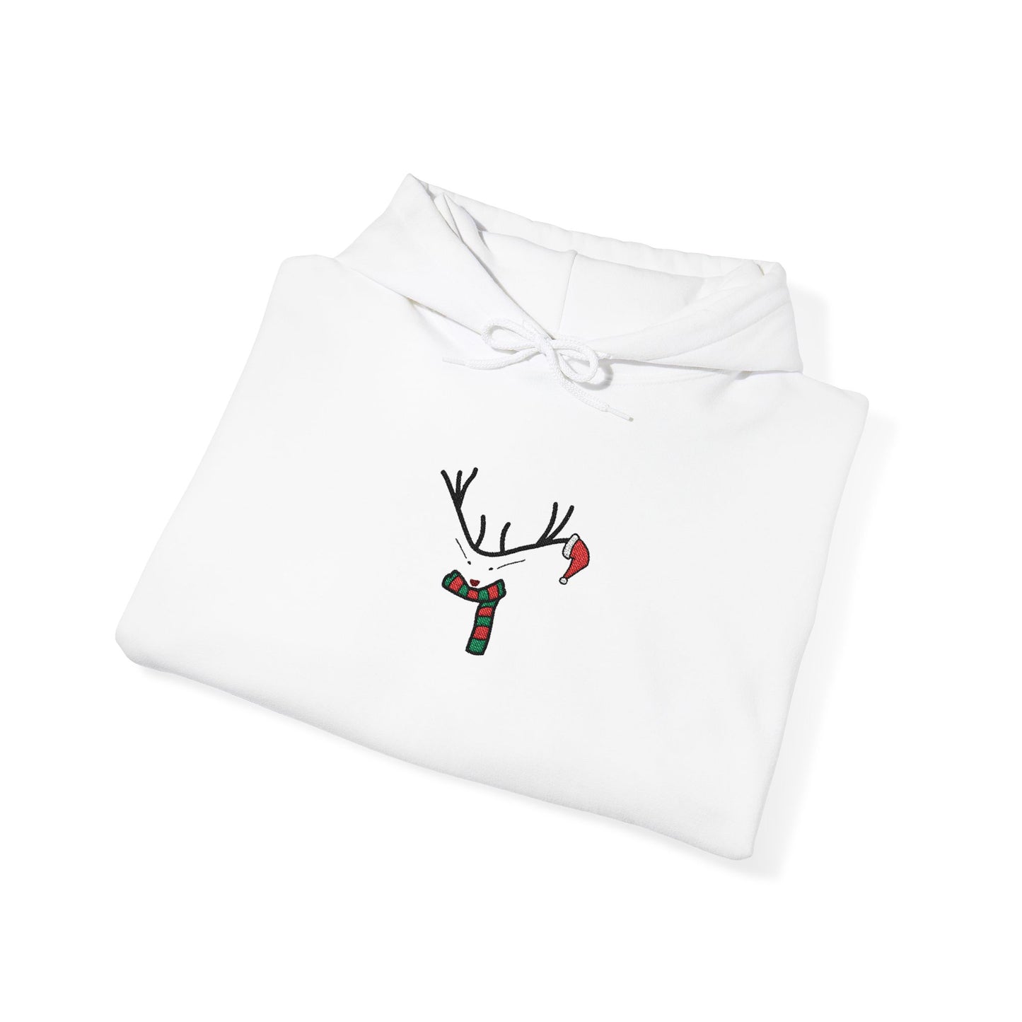 Embroidered Christmas Hoodie — Minimal Reindeer Christmas design