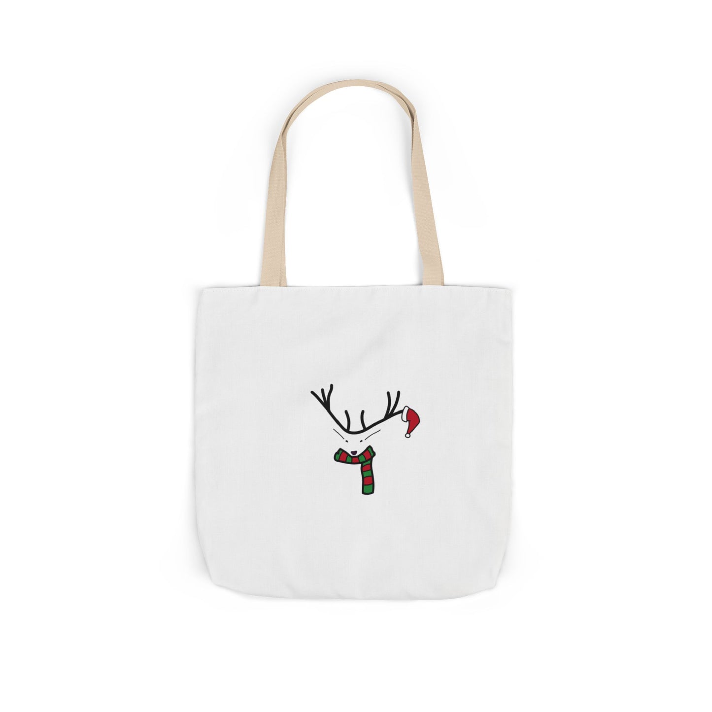 Canvas Tote - Minimal Christmas Reindeer with Scarf & Santa Hat