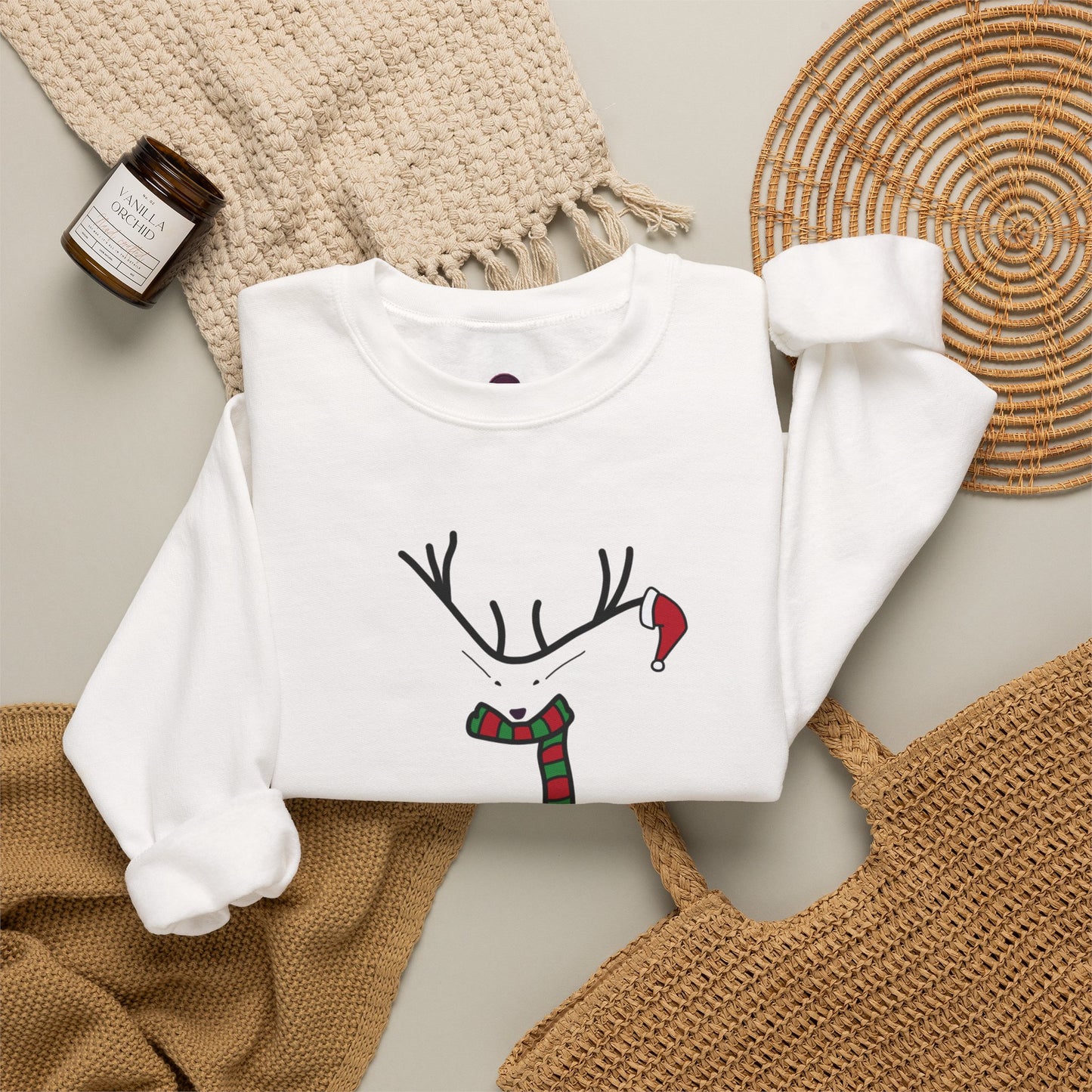 Cute Reindeer Christmas Sweatshirt — Cute Festive Reindeer Holiday Crewneck