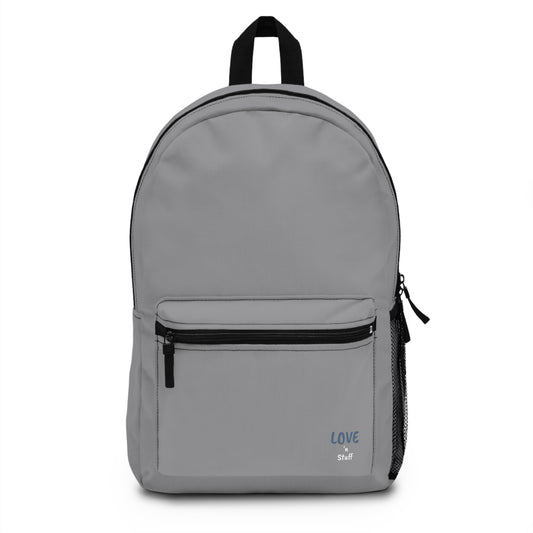 Stylish Grey Backpack with 'LOVE 'n STUFF' Design - Perfect for Daily Use