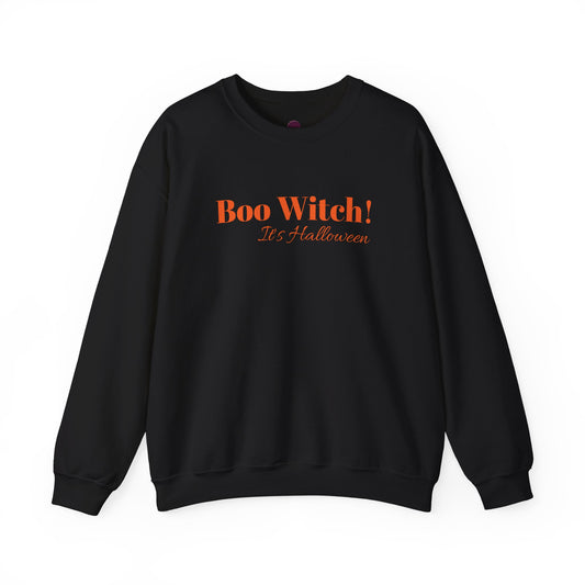 Orange "Boo Witch! It's Halloween!" Crewneck Sweatshirt - Cozy Casualwear for Comfort