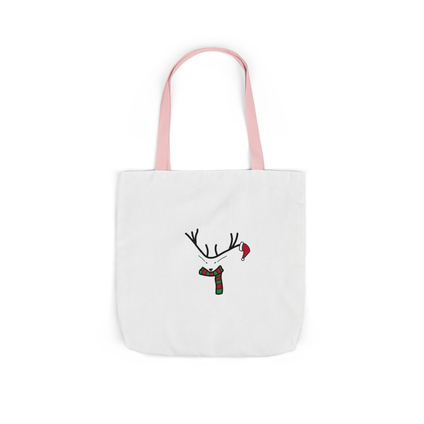 Canvas Tote - Minimal Christmas Reindeer with Scarf & Santa Hat