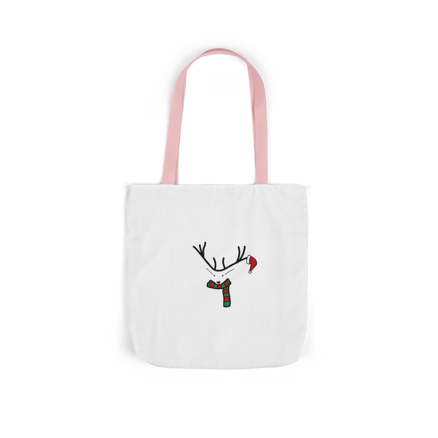 Canvas Tote - Minimal Christmas Reindeer with Scarf & Santa Hat