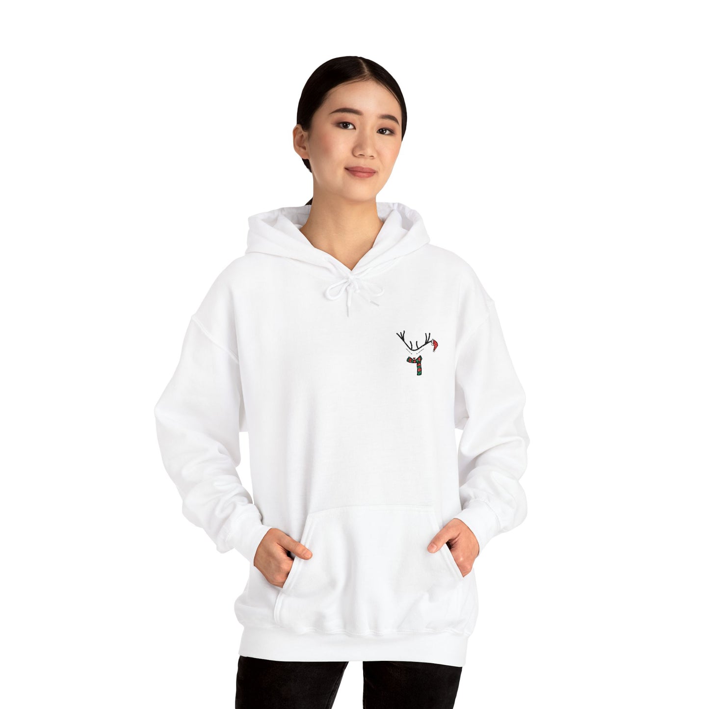 Christmas Reindeer Chest Embroidery Hoodie