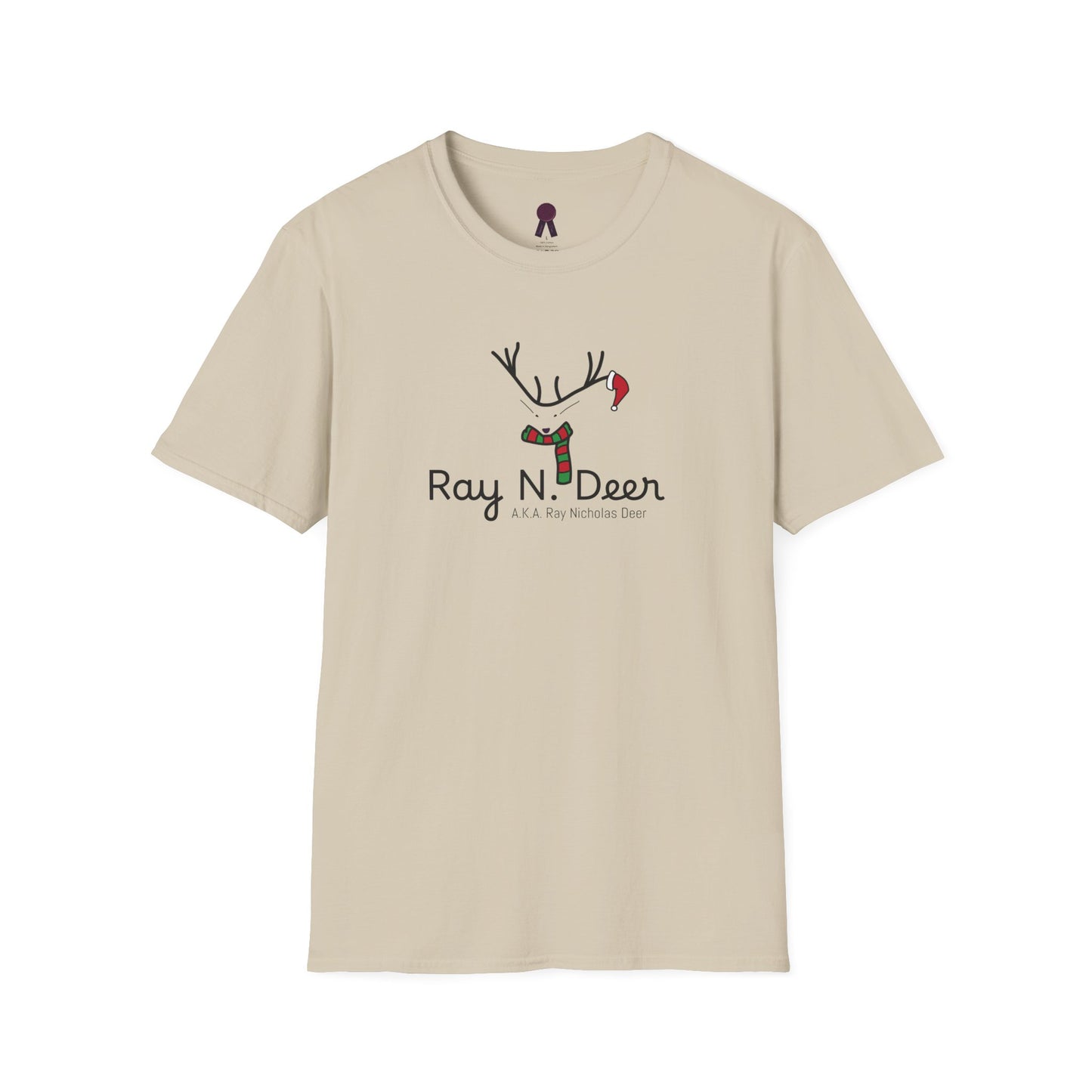 Christmas Tee — "Ray N. Deer (A.K.A. Ray Nicholas Deer)" Reindeer Holiday T-Shirt