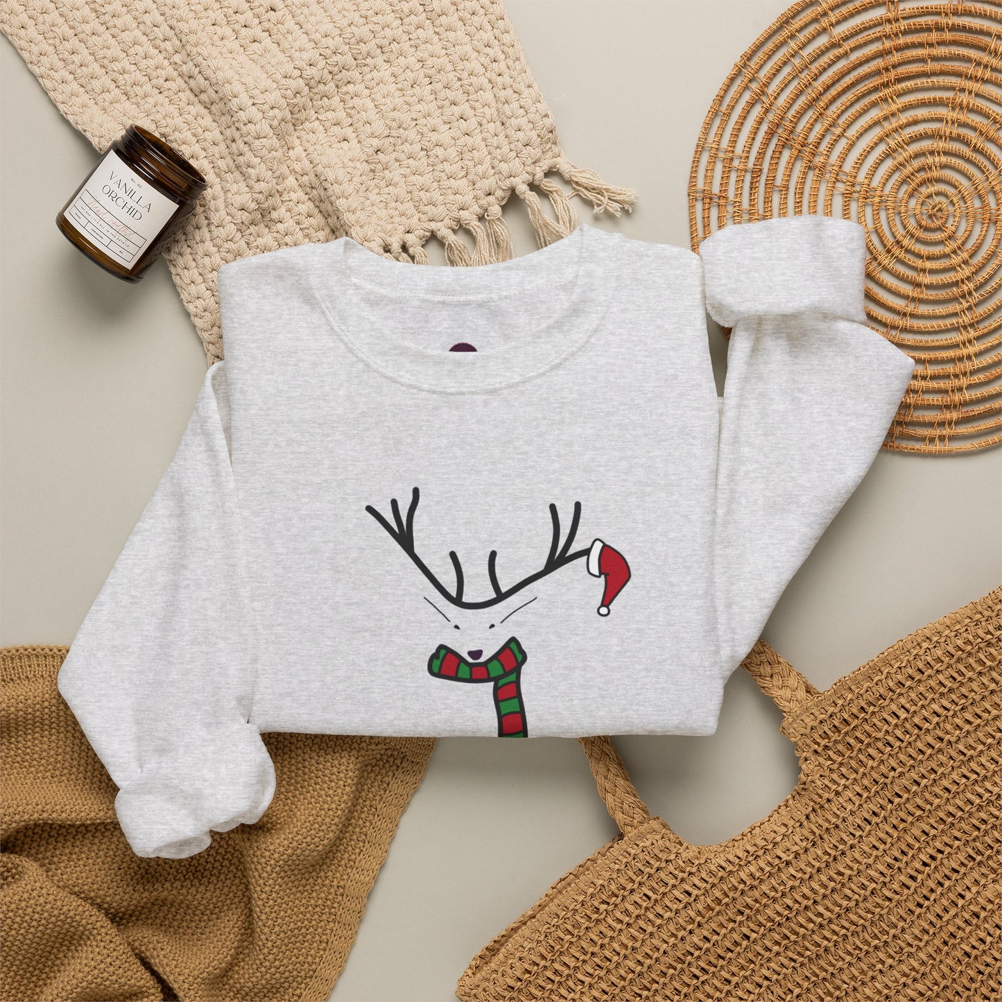 Cute Reindeer Christmas Sweatshirt — Cute Festive Reindeer Holiday Crewneck