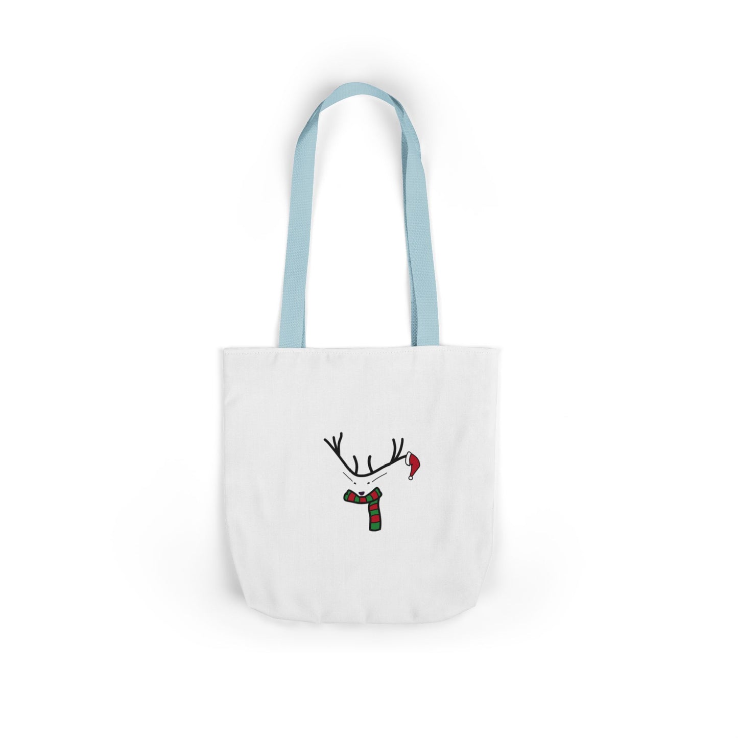 Canvas Tote - Minimal Christmas Reindeer with Scarf & Santa Hat