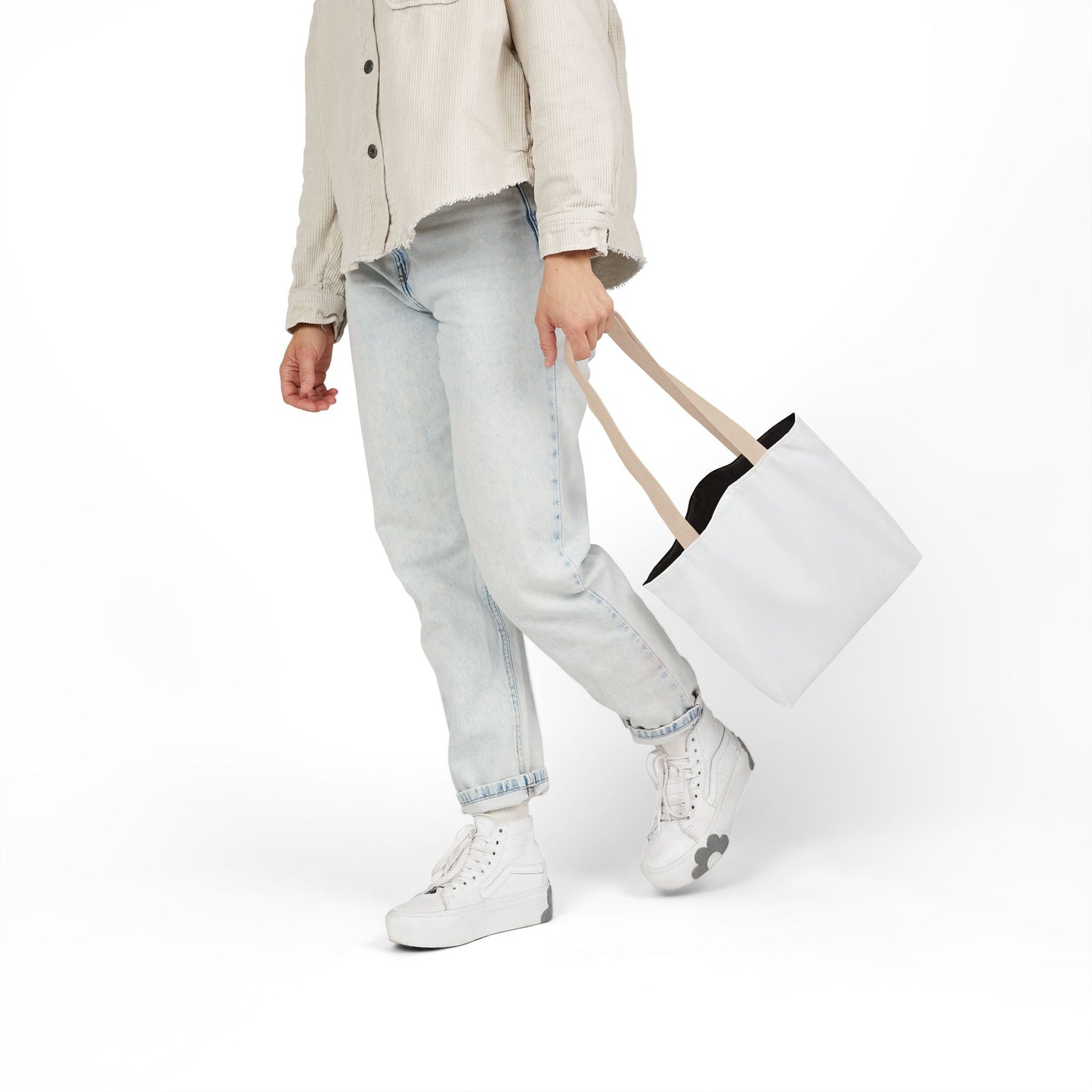 Canvas Tote - Minimal Christmas Reindeer with Scarf & Santa Hat